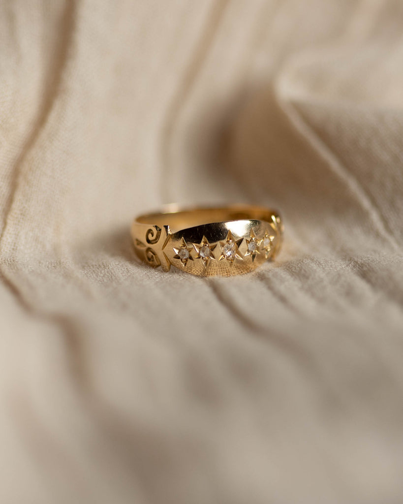 Liesel 1901 Antique 18ct Gold Star Set Diamond Five Stone Ring