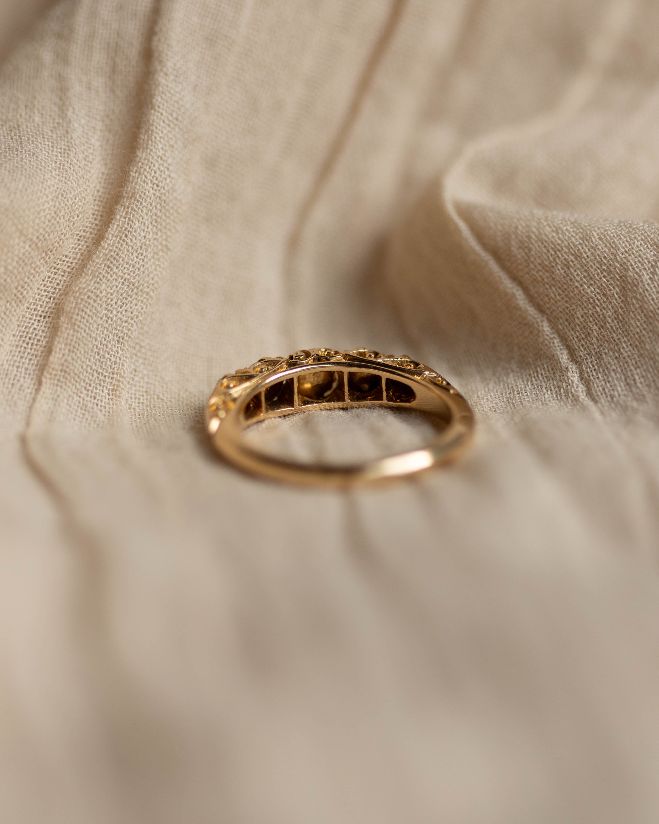 Gretchen 1907 Antique 18ct Gold Five Stone Pearl Ring