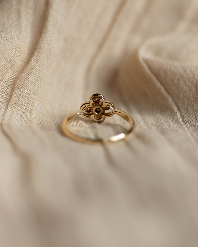 Filomena Antique Art Deco 18ct Gold Diamond Quatrefoil Ring