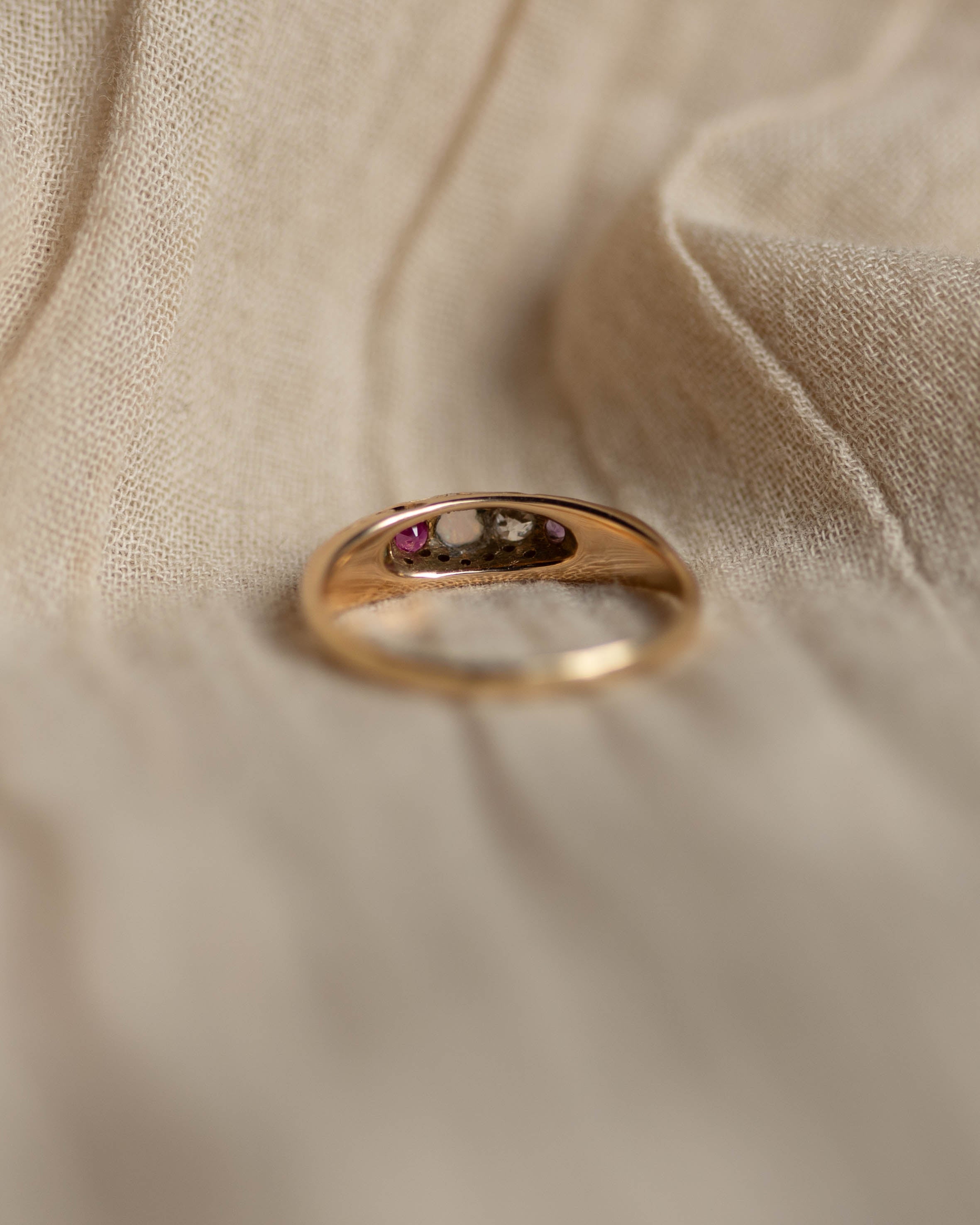 Olga Antique 18ct Gold Adore Acrostic Five Stone Ring