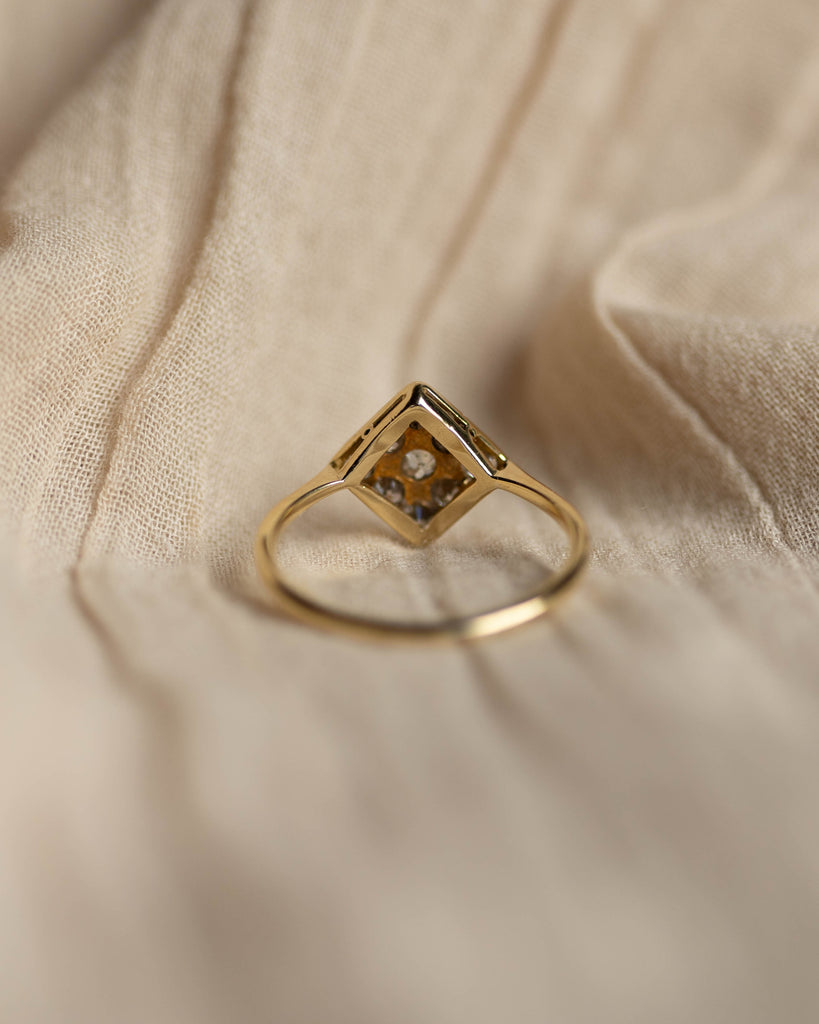 Margareta Antique Art Deco 18ct Gold Diamond Square Cluster Ring