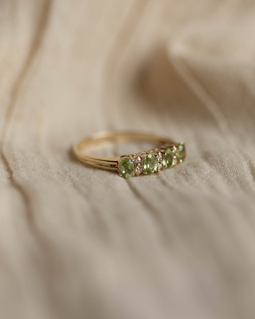 Minna Vintage 9ct Gold Peridot & Diamond Half Eternity Ring