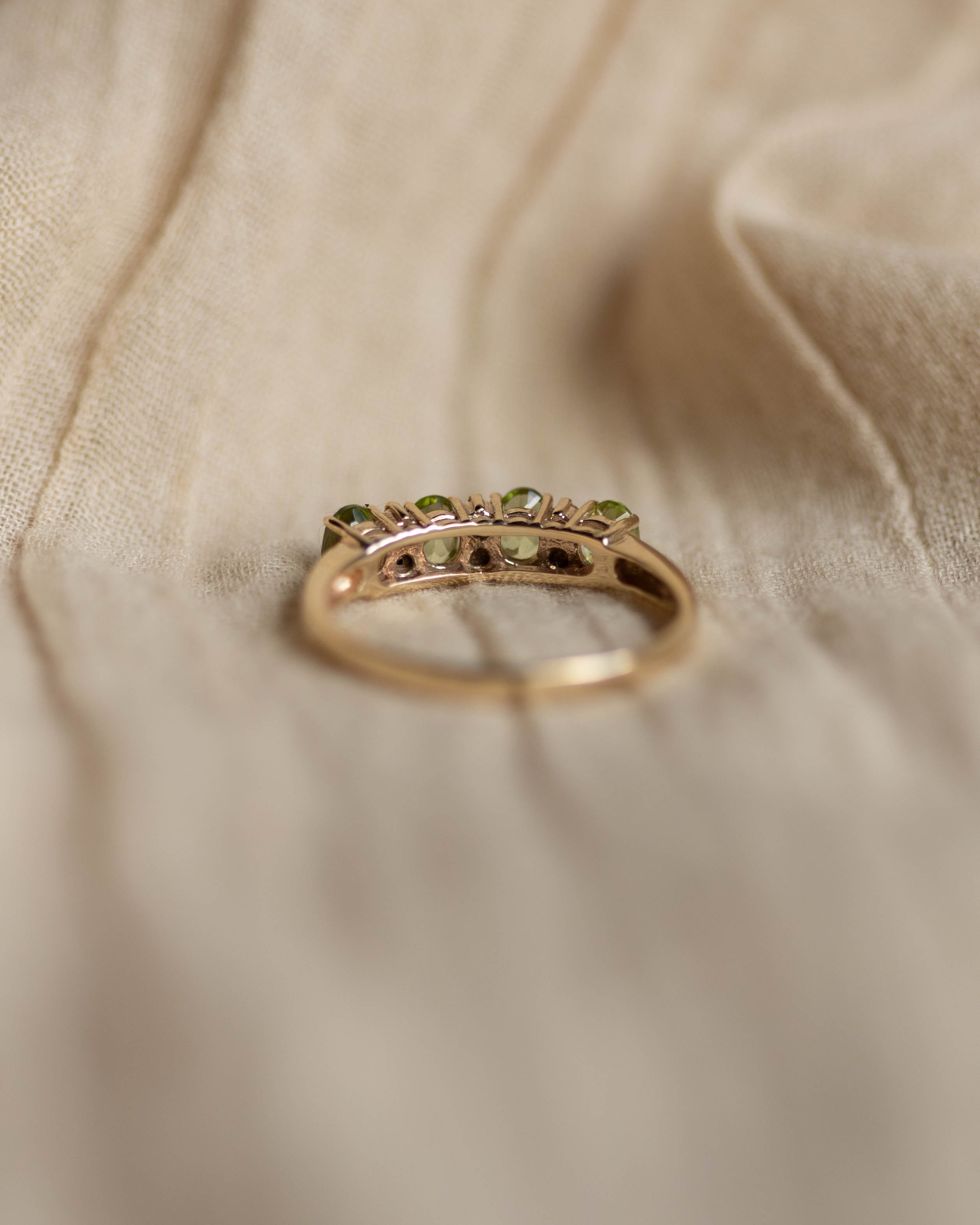 Minna Vintage 9ct Gold Peridot & Diamond Half Eternity Ring