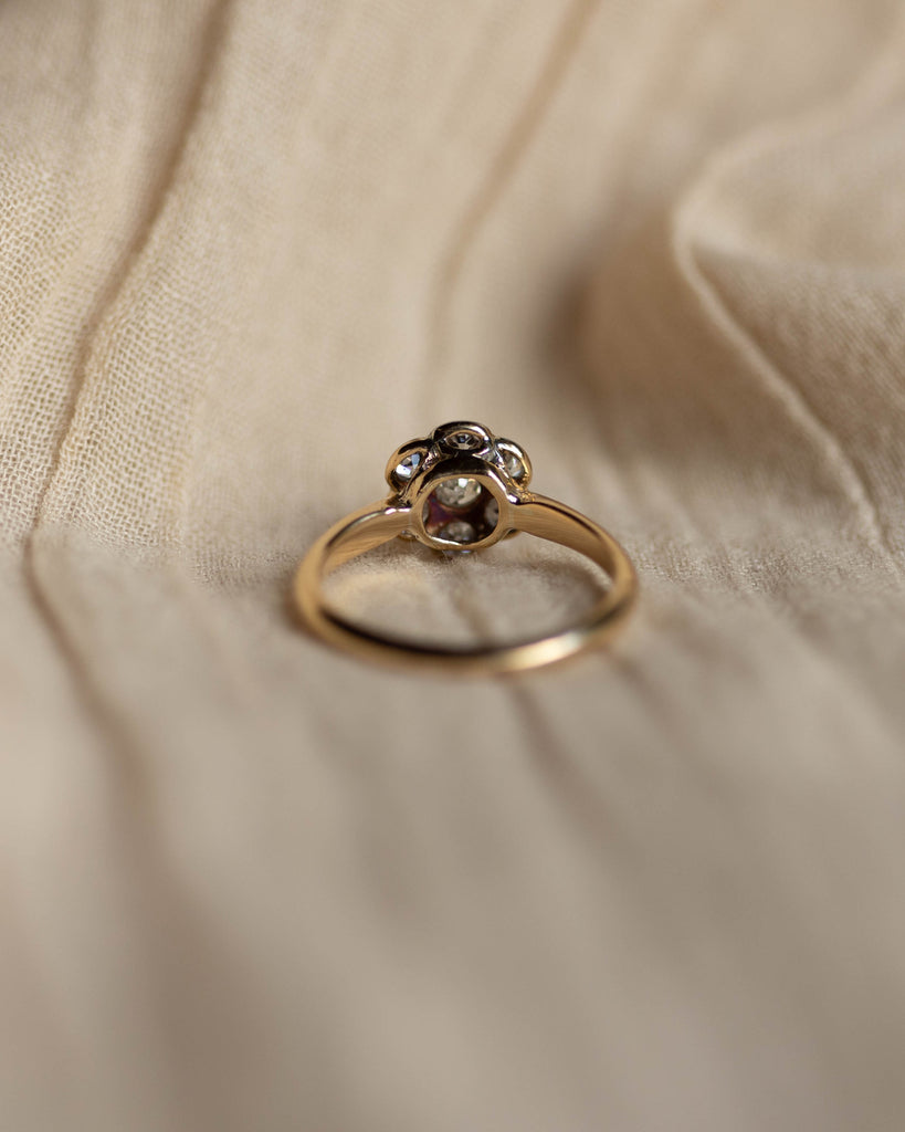 Editha Antique 18ct Gold Diamond Daisy Cluster Ring