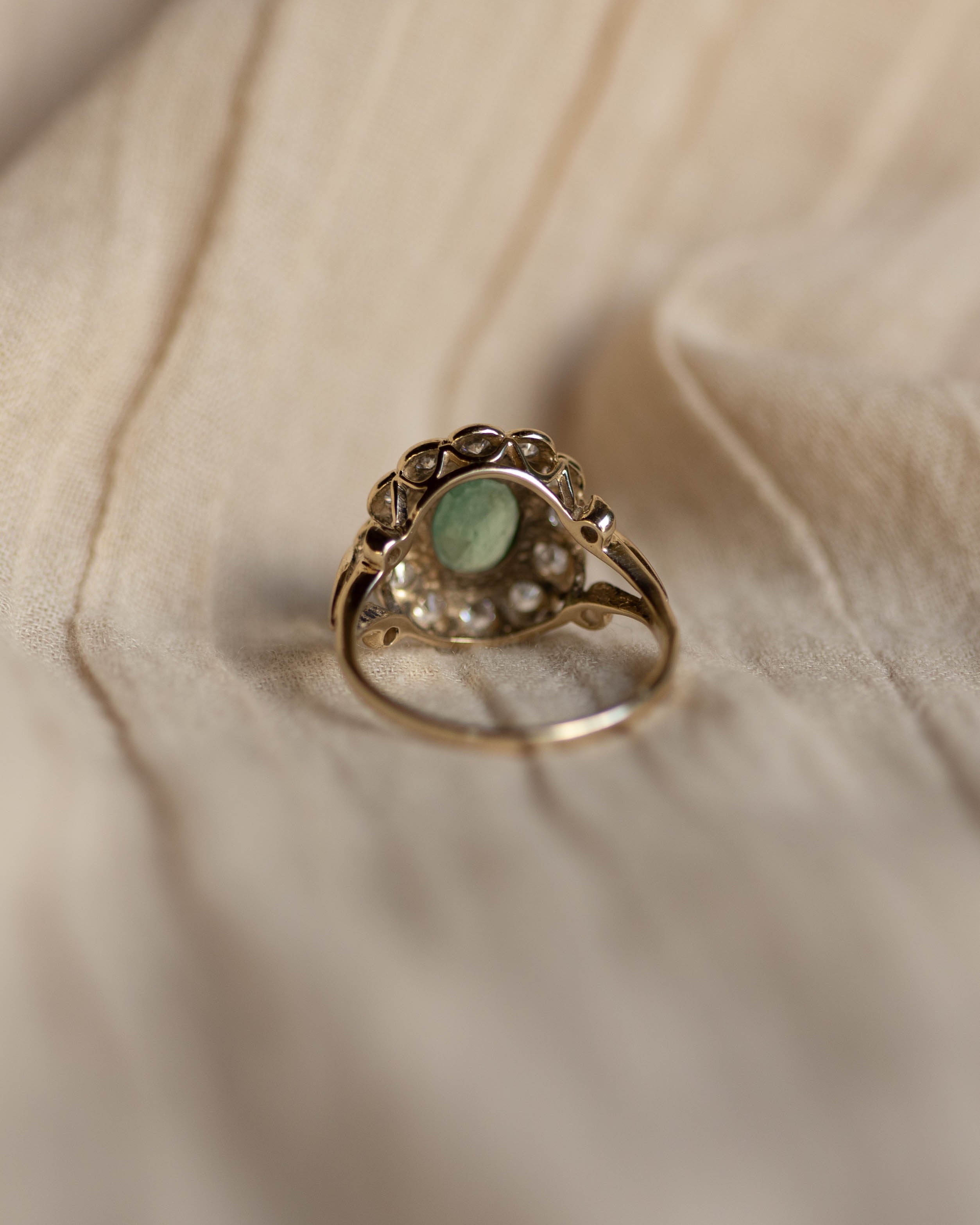 Thalia 1988 Vintage 9ct Gold Emerald & CZ Cluster Ring