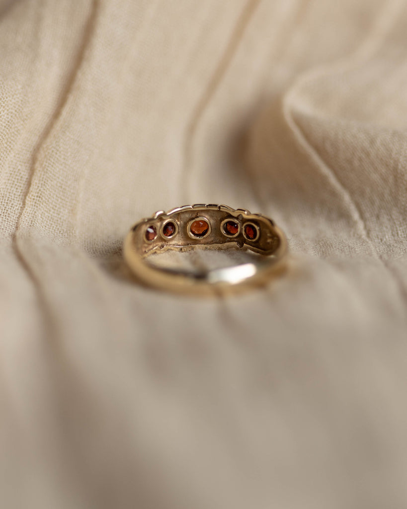 Denise Vintage 9ct Gold Garnet Five Stone Ring