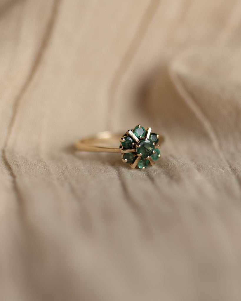 Rosina Vintage 9ct Gold Emerald Cluster Ring