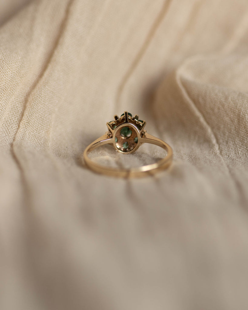 Rosina Vintage 9ct Gold Emerald Cluster Ring
