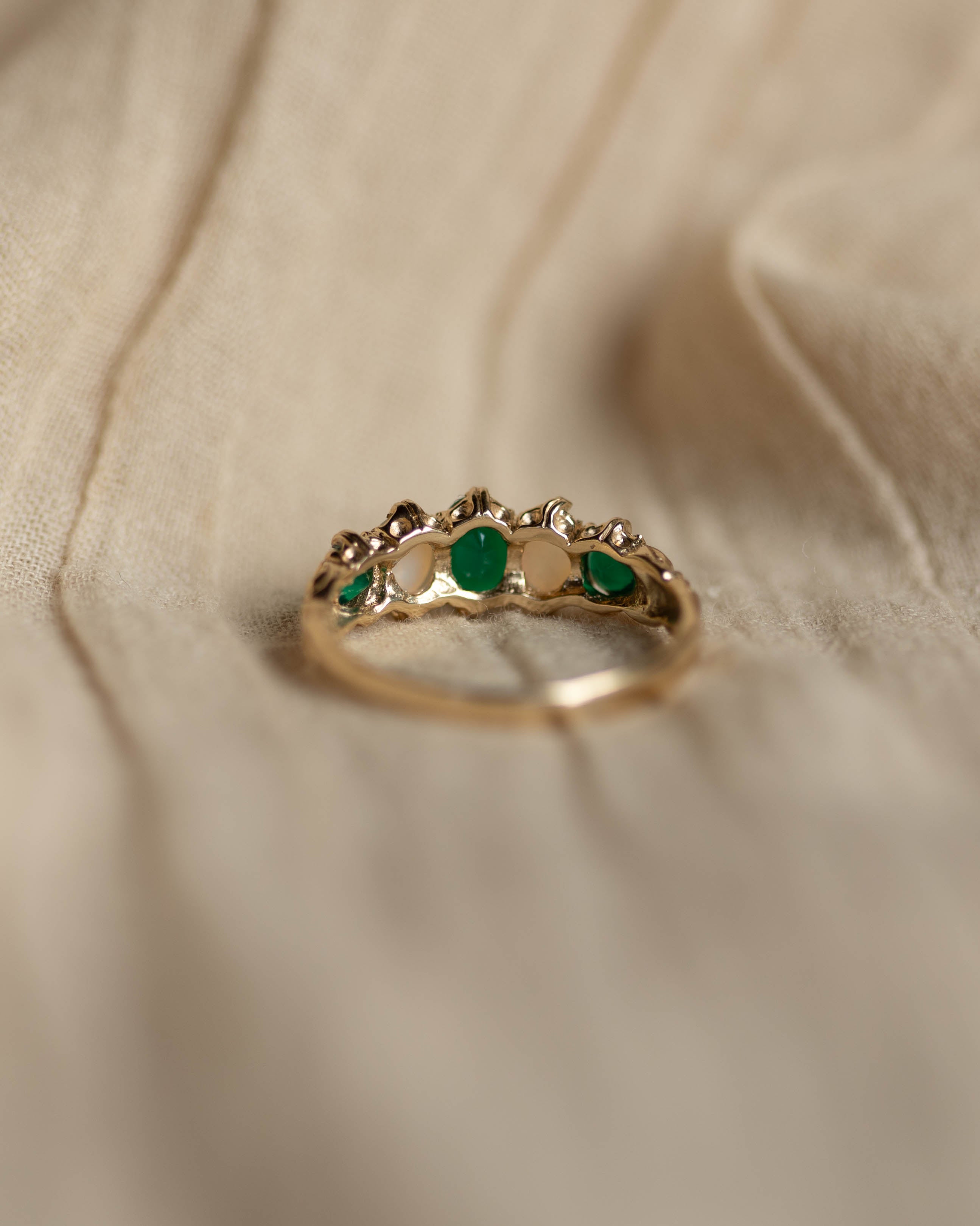 Juliana 1996 Vintage 9ct Gold Emerald & Opal Five Stone Ring
