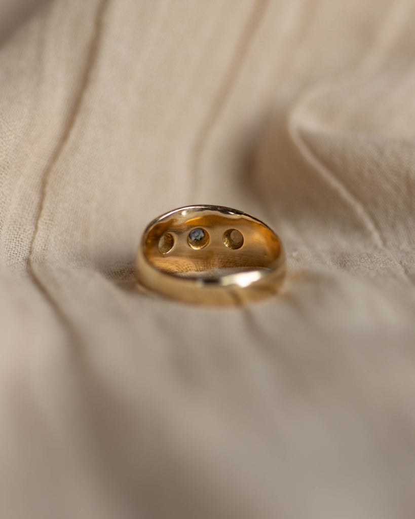 Janet Antique 18ct Gold Star Set Sapphire & Pearl Trilogy Ring