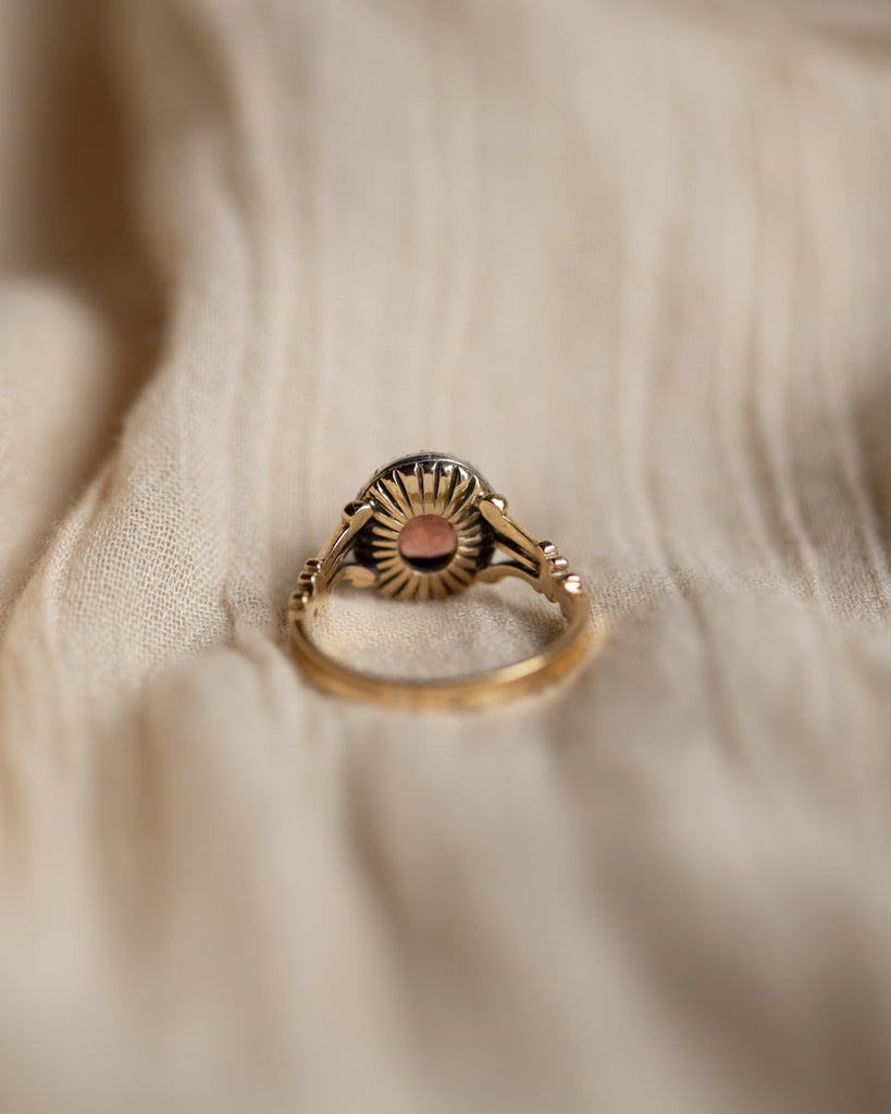 Anneliese Antique Edwardian 18ct Gold Tourmaline & Diamond Cluster Ring