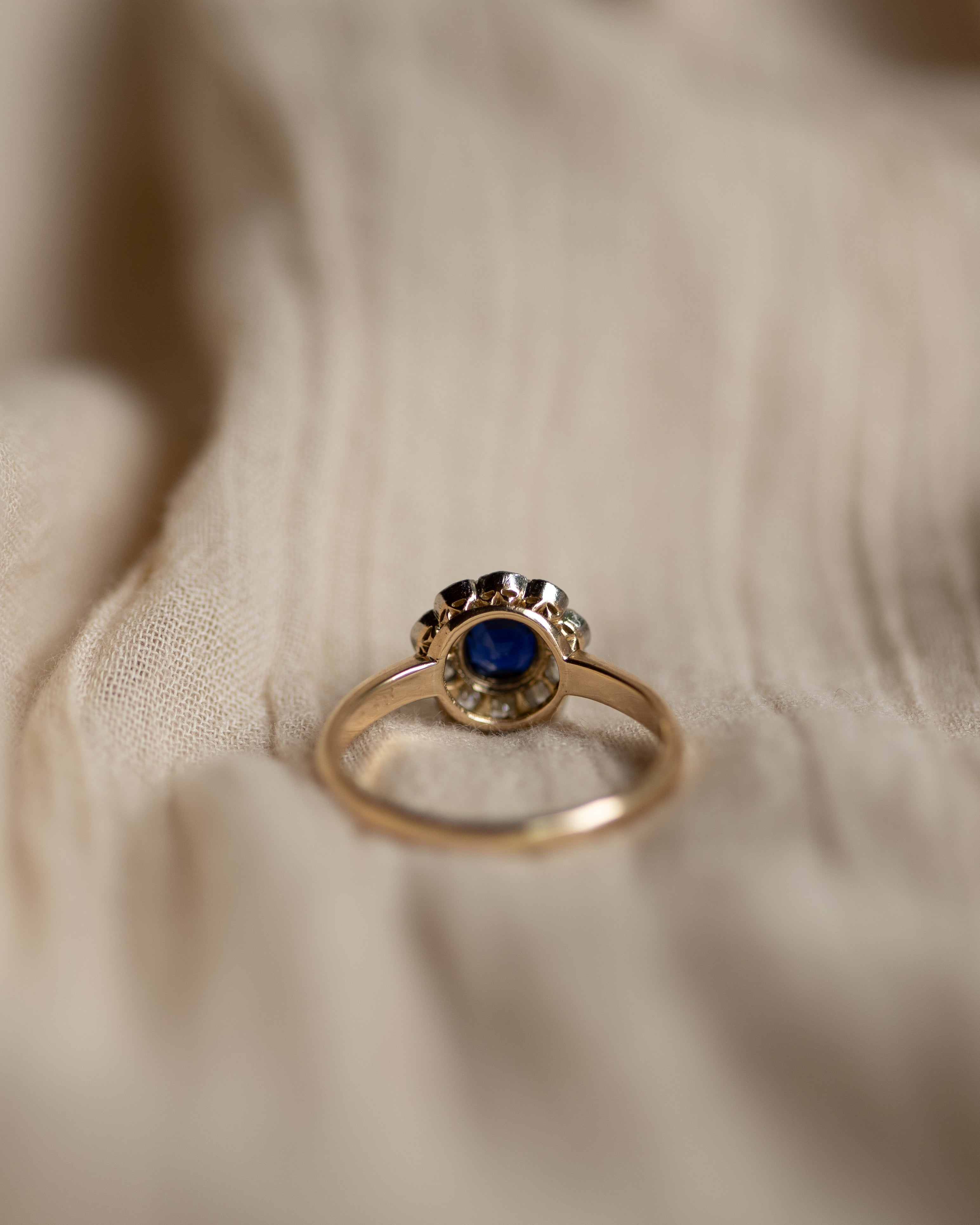 Marguerite Antique Edwardian 18ct Gold Sapphire & Diamond Cluster Ring