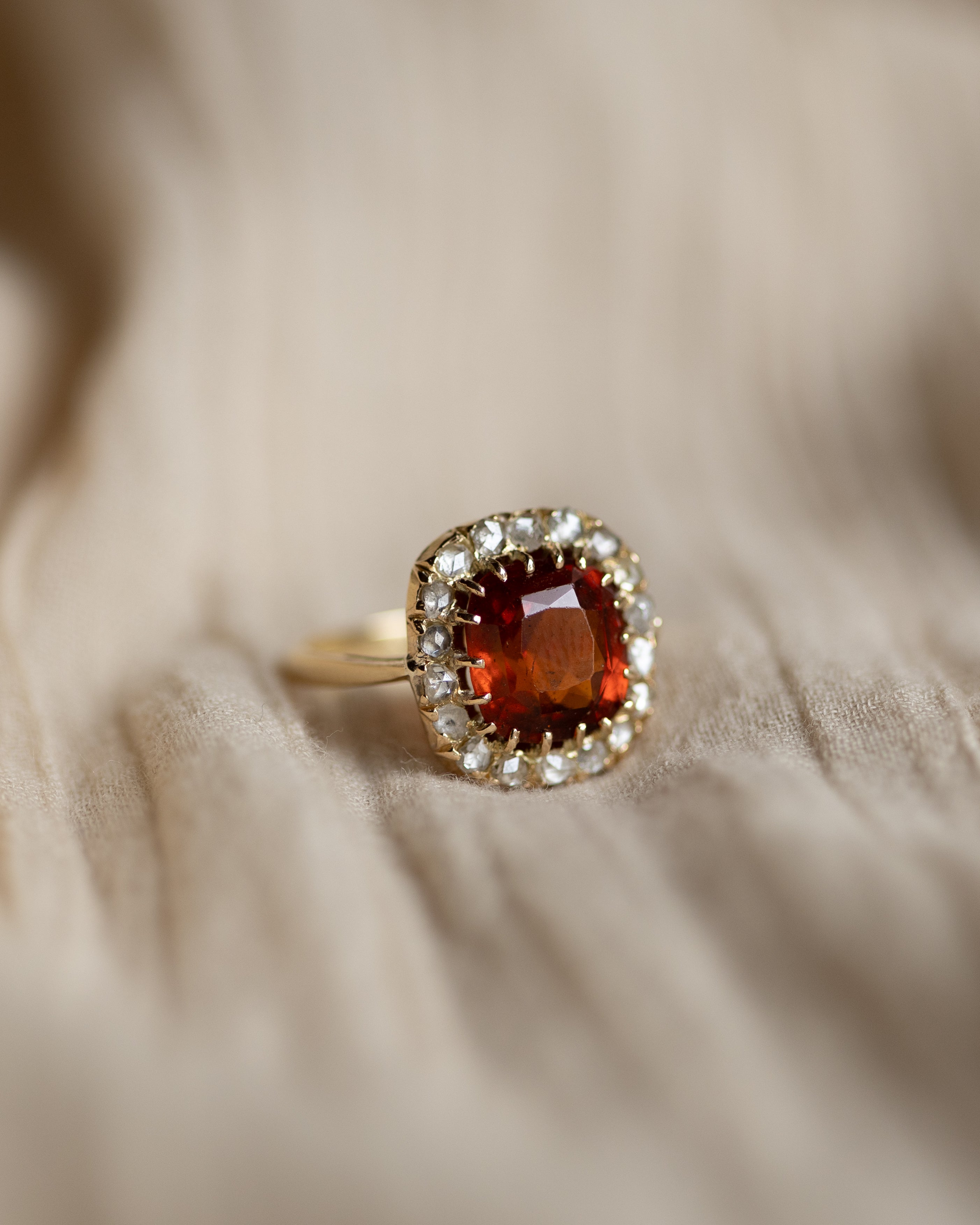 Romilly Antique 18ct Gold Garnet & Diamond Cluster Ring