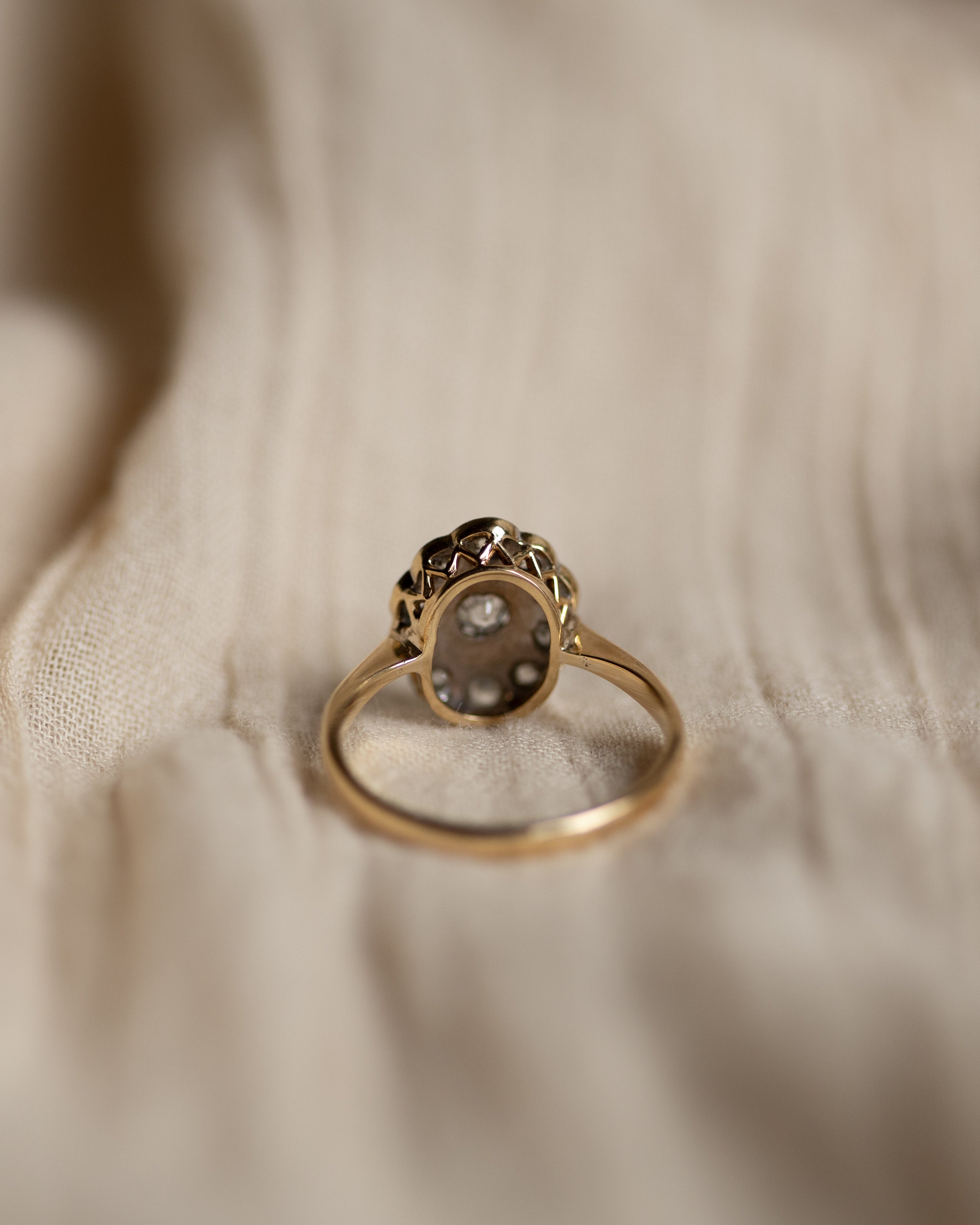 Elspet Antique Edwardian 18ct Gold Diamond Cluster Ring