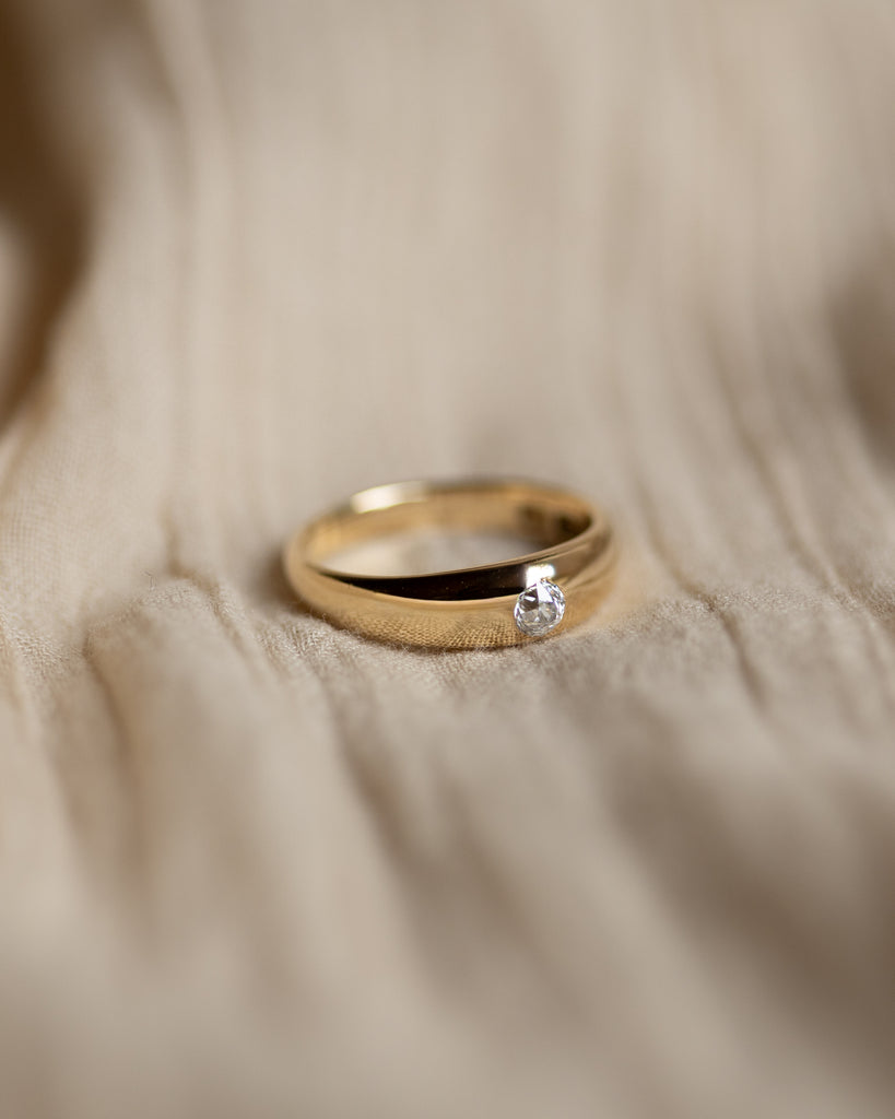 Bronwen Antique 18ct Gold Diamond Solitaire Rubover Ring