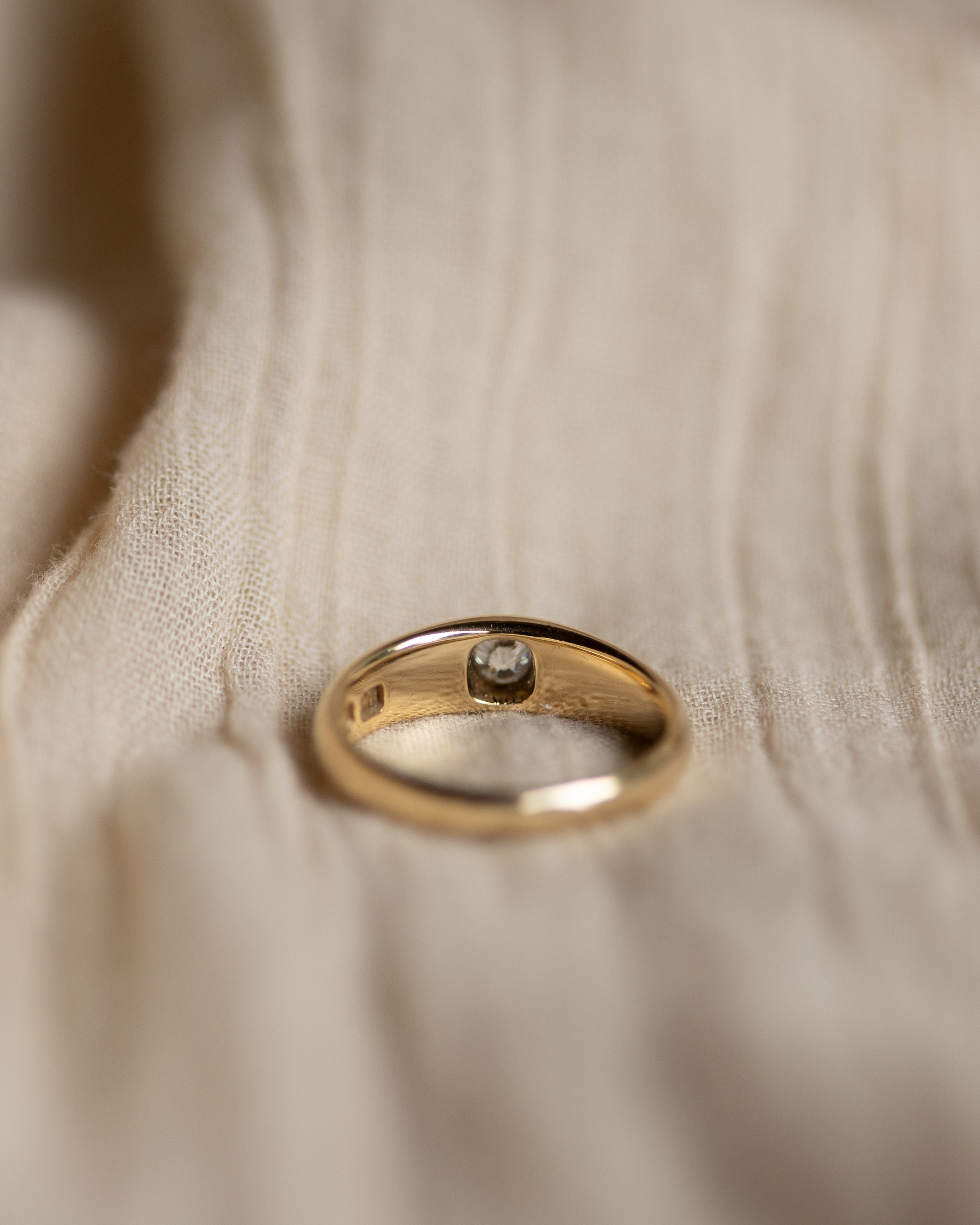 Bronwen Antique 18ct Gold Diamond Solitaire Rubover Ring