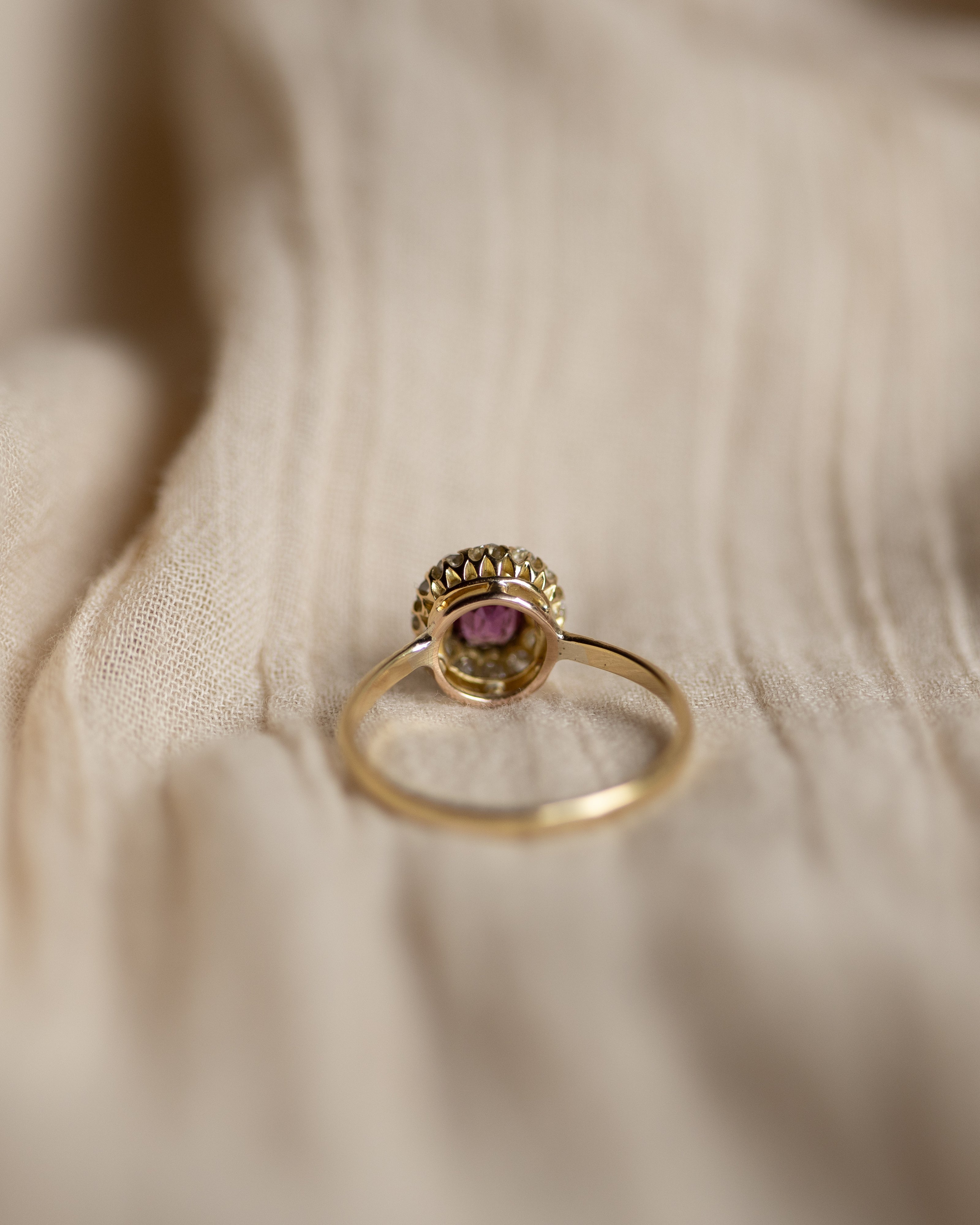 Aubrey Antique 18ct Gold Ruby & Diamond Cluster Ring