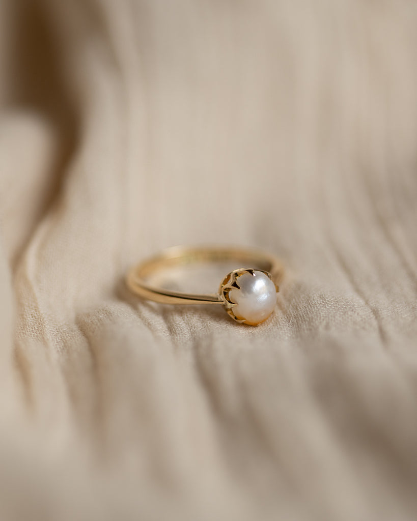 Muriel Antique 18ct Gold Pearl Single Stone Ring