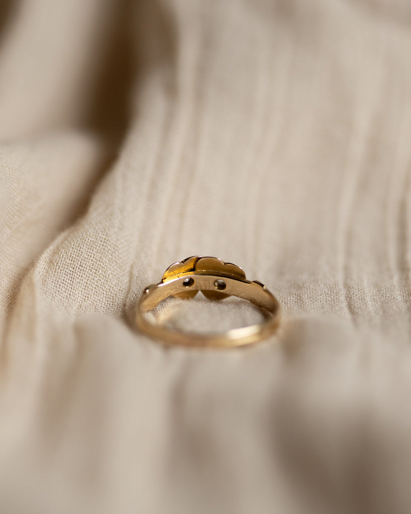 Clothilde 1894 Antique 18ct Gold Diamond Two Hearts Ring