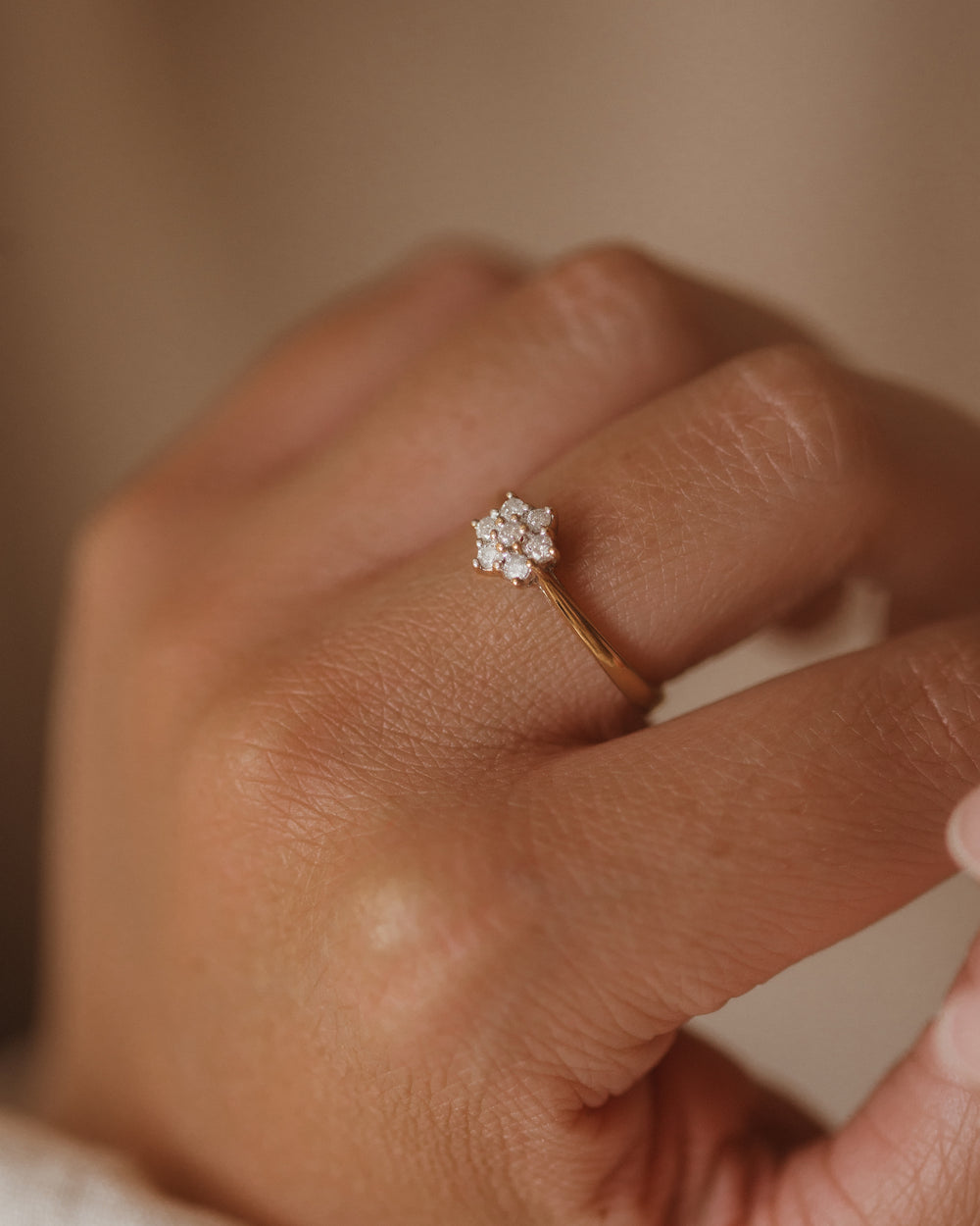 Helene Vintage 9ct Gold Diamond Cluster Ring