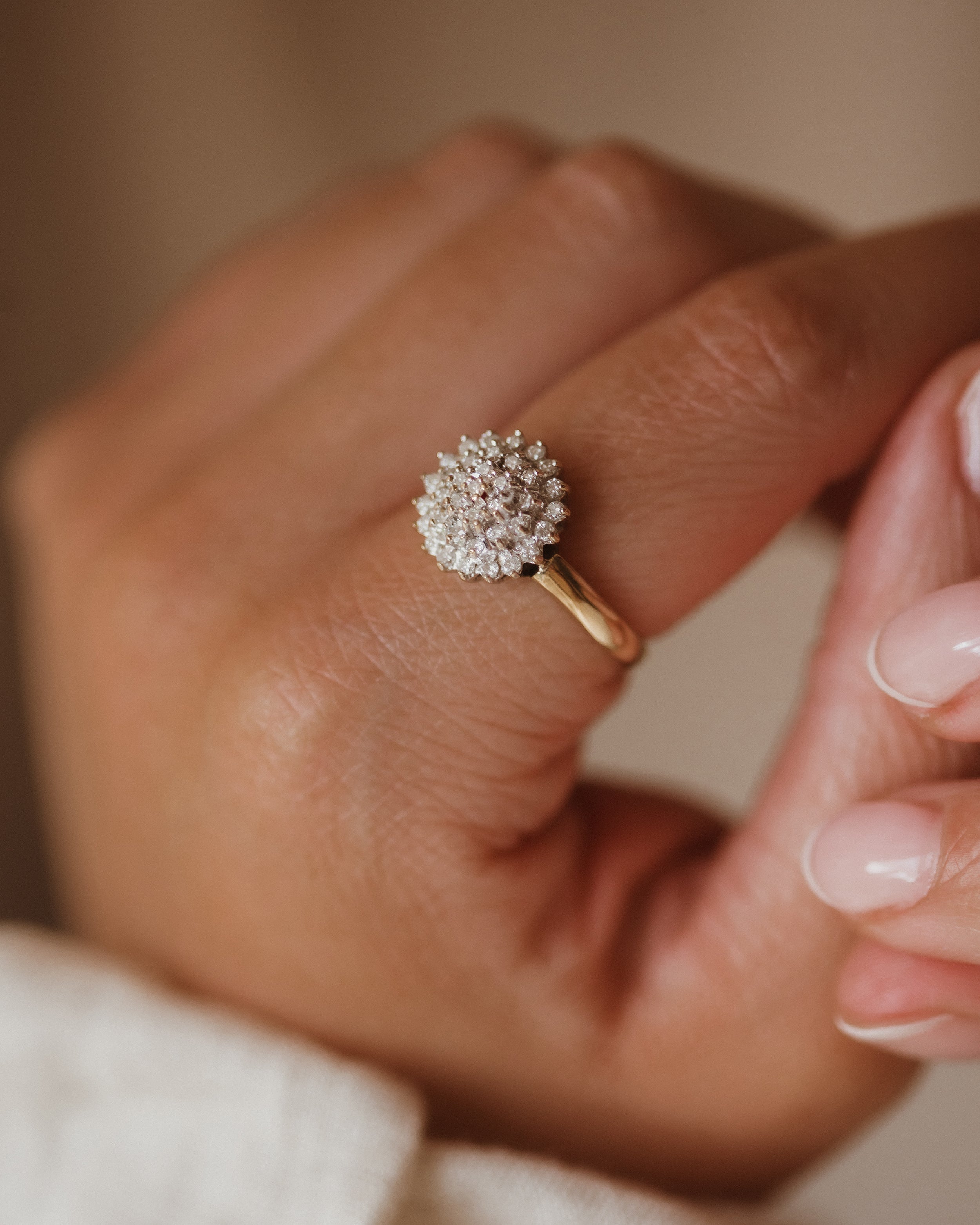 Celestine Vintage 9ct Gold Diamond Cluster Ring