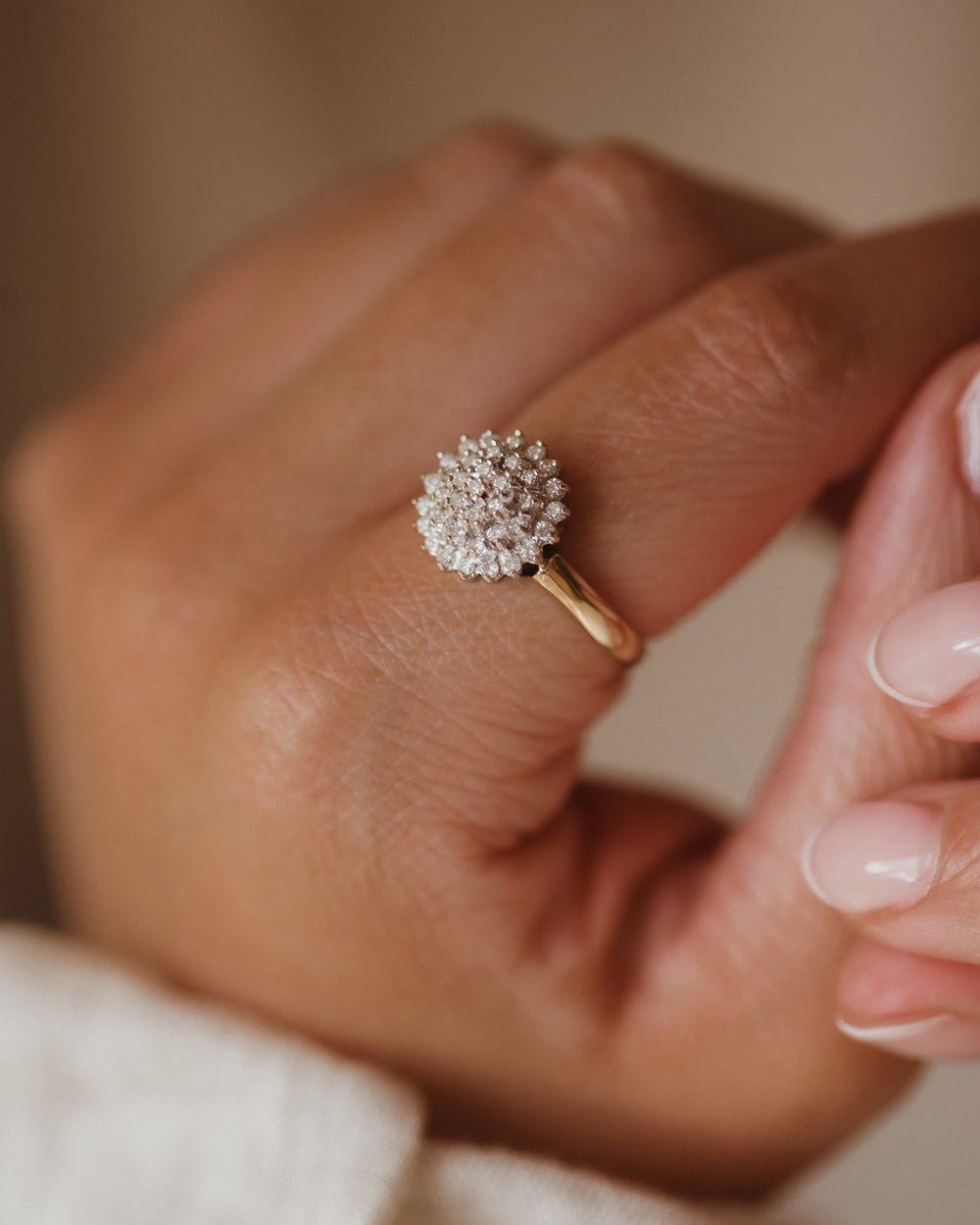 Celestine Vintage 9ct Gold Diamond Cluster Ring