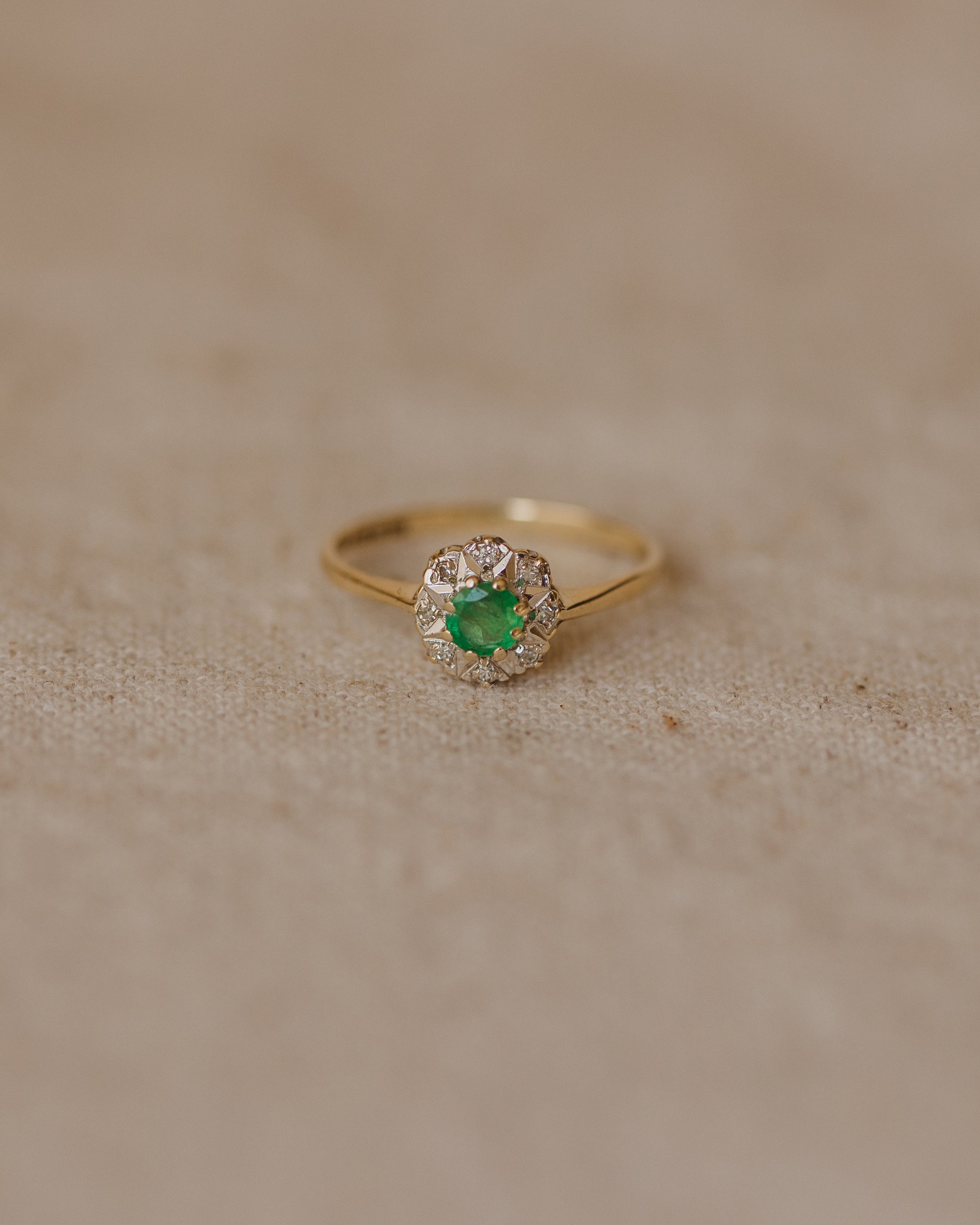 Marilou 1986 9ct Gold Emerald & Diamond Cluster Ring