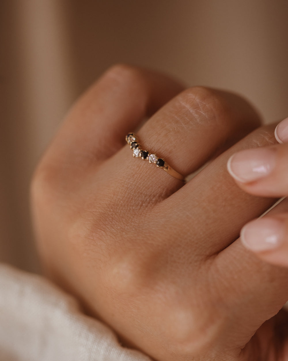 Kitty 1981 9ct Gold CZ Wishbone Ring