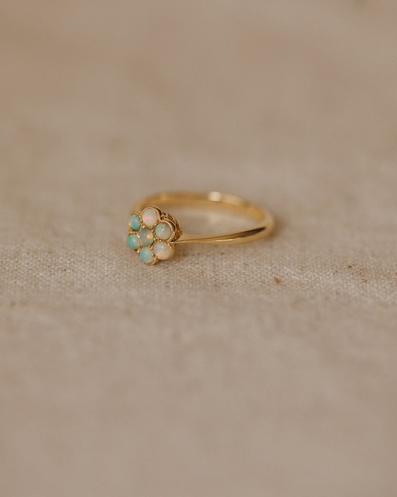 Bessie Vintage 18ct Gold Opal Cluster Ring