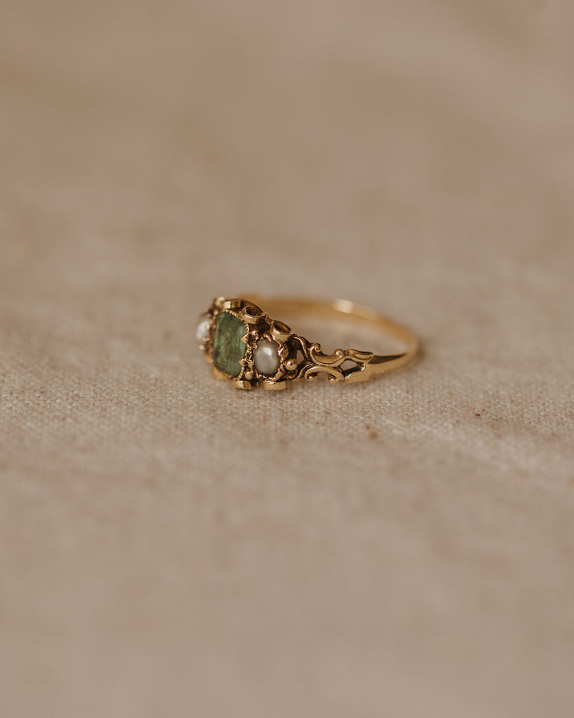 Constance Antique 18ct Gold Emerald & Pearl Ring
