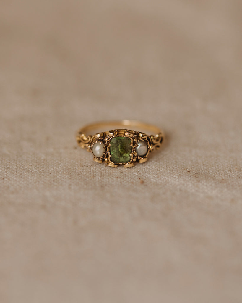 Constance Antique 18ct Gold Emerald & Pearl Ring