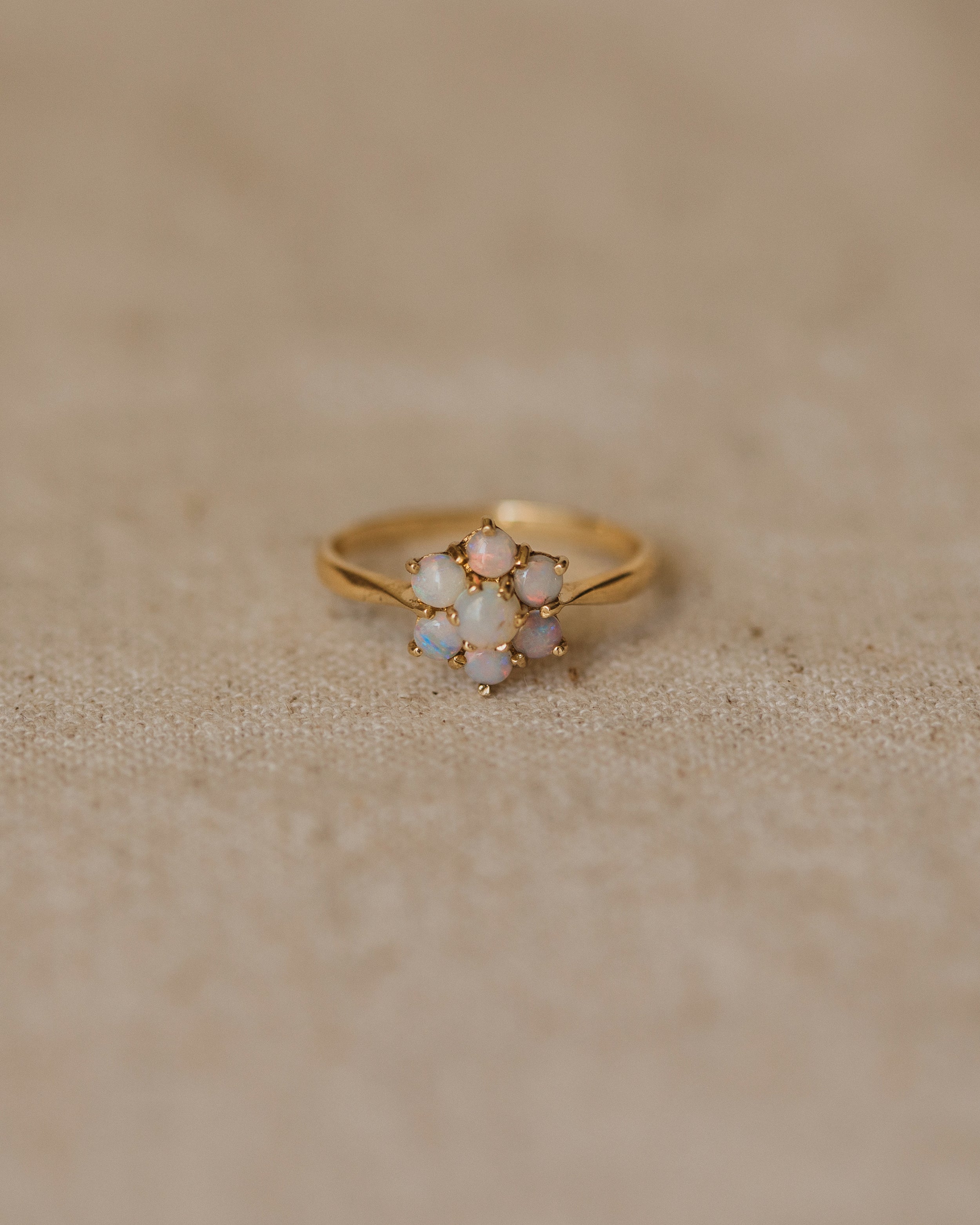 Juliet 1973 9ct Gold Opal Flower Cluster Ring