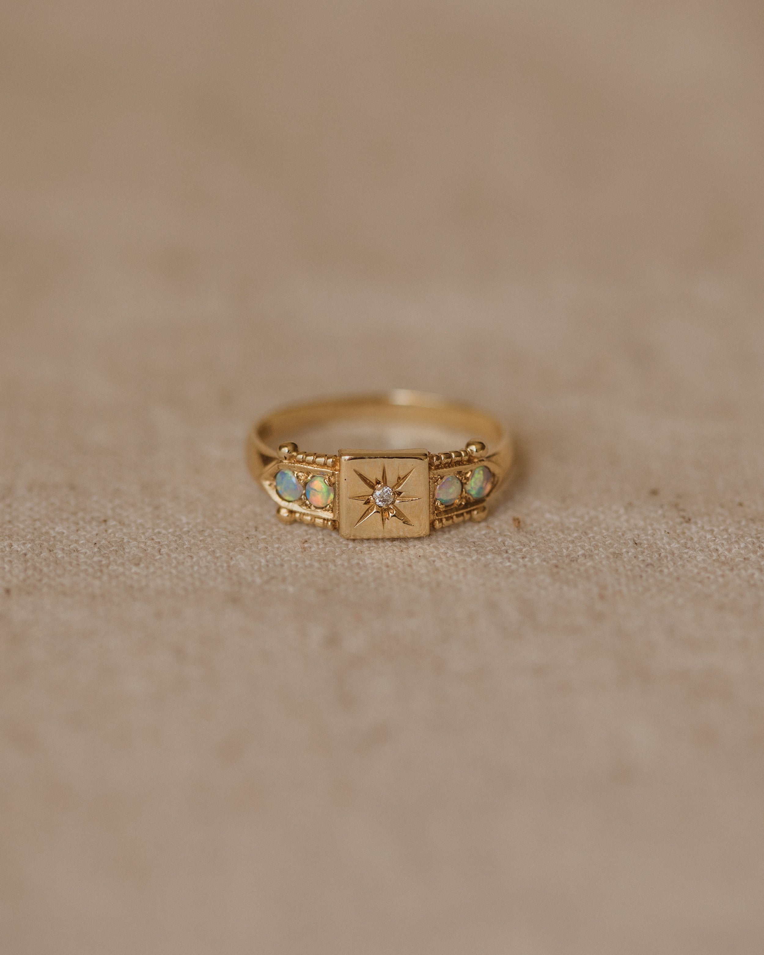 Florrie Vintage 9ct Gold Opal & Diamond Ring