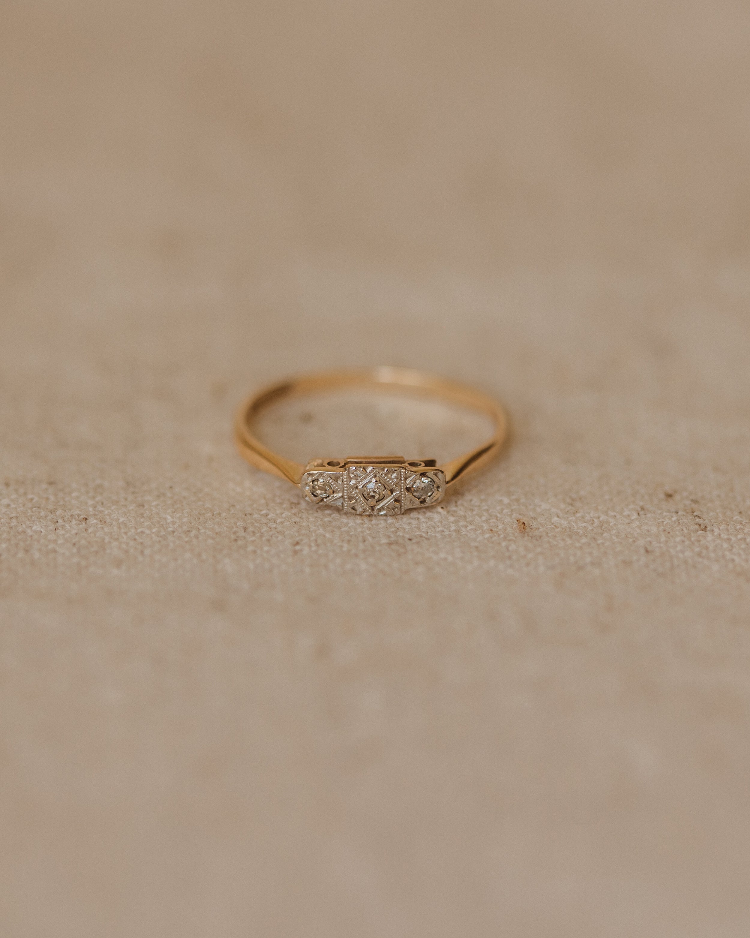 Image of Edith Antique 9ct Gold Art Deco Diamond Trilogy Ring