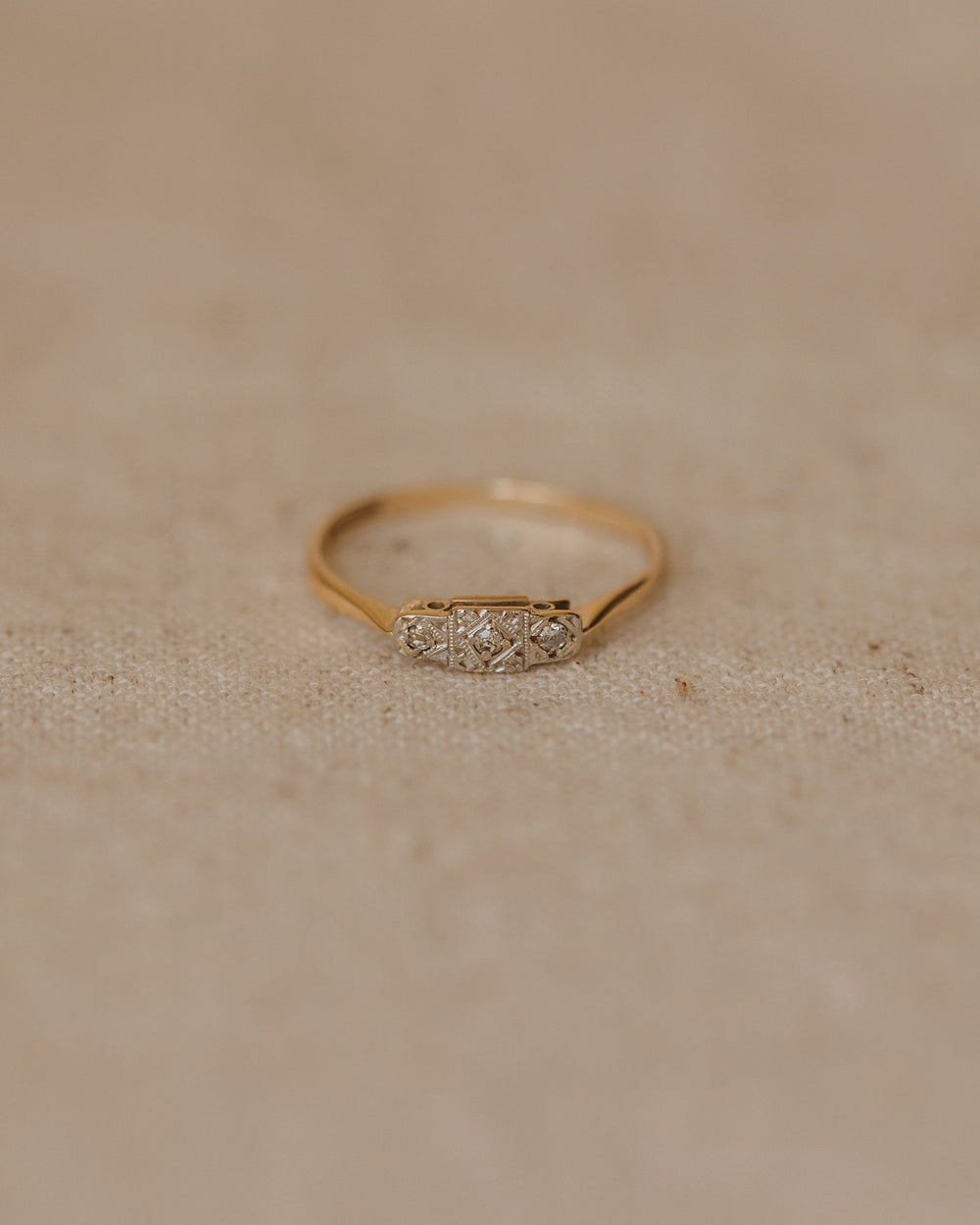Edith Antique 9ct Gold Art Deco Diamond Trilogy Ring