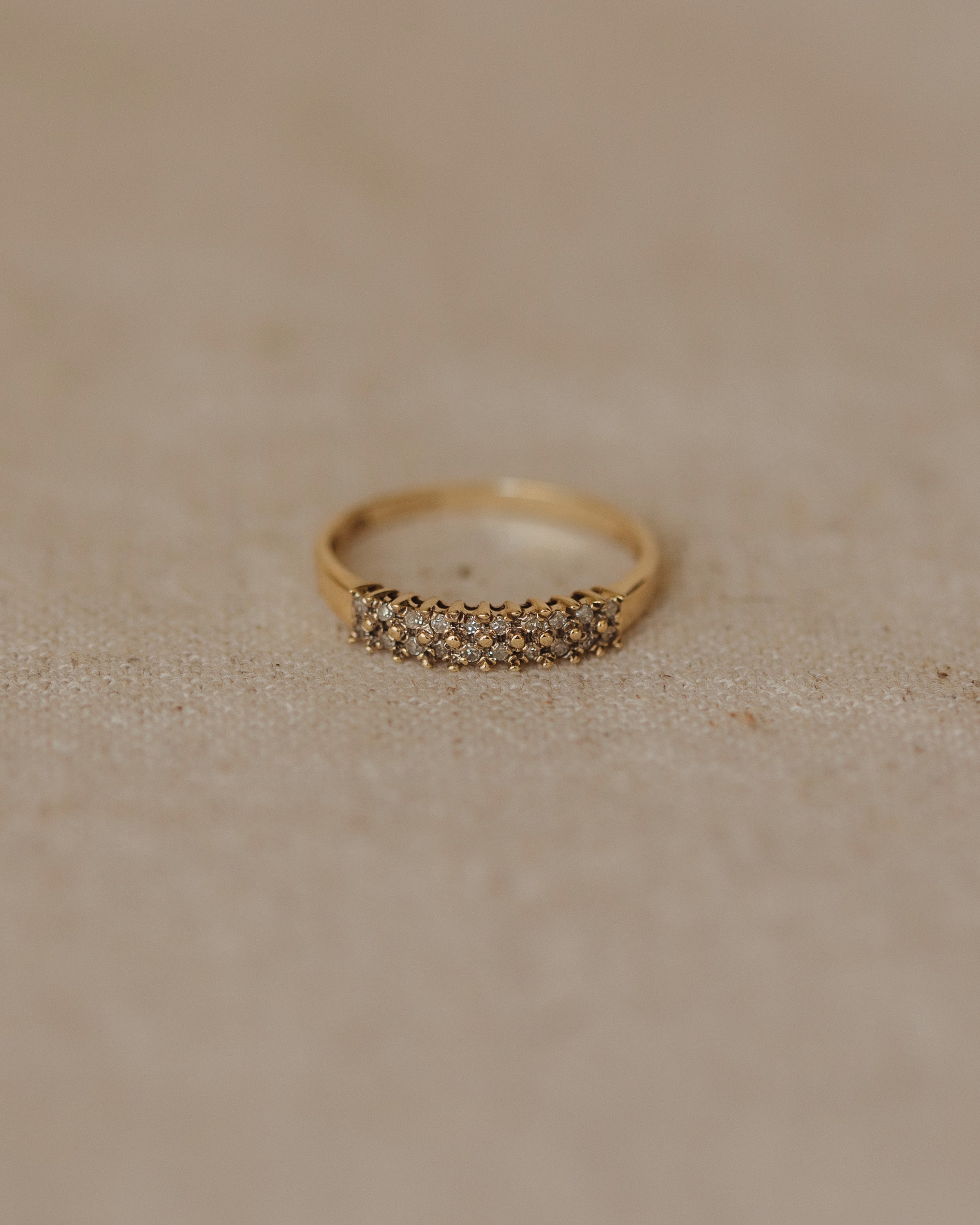 Isla Vintage 9ct Gold Two-Row Diamond Ring