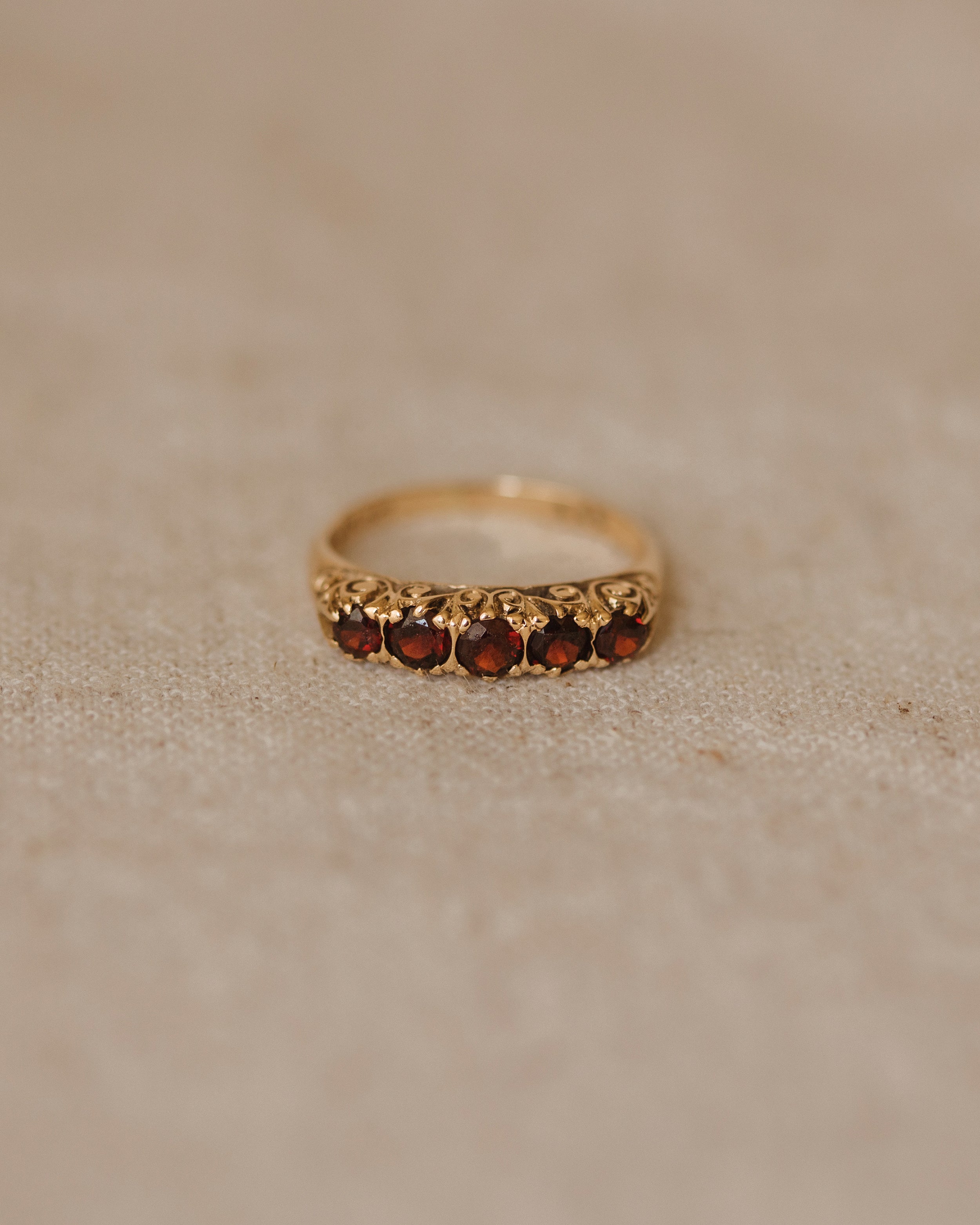 Genevieve Vintage 9ct Gold Garnet Five Stone Ring