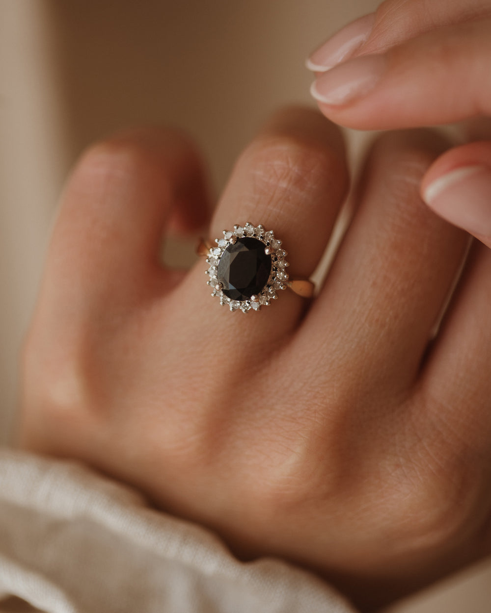 Rosina Vintage 9ct Gold Sapphire & Diamond Cluster Ring