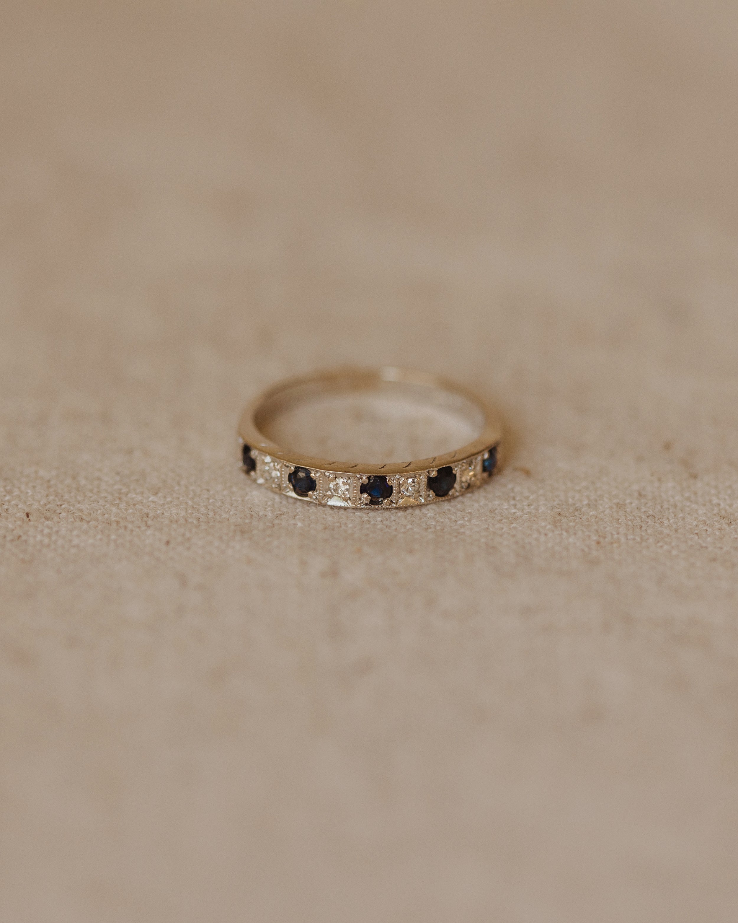 Image of Cecilia Vintage 18ct White Gold Sapphire & Diamond Half Eternity Ring