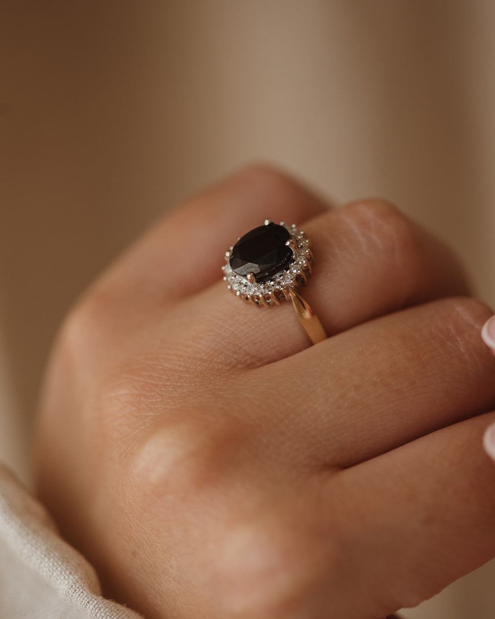 Rosina Vintage 9ct Gold Sapphire & Diamond Cluster Ring