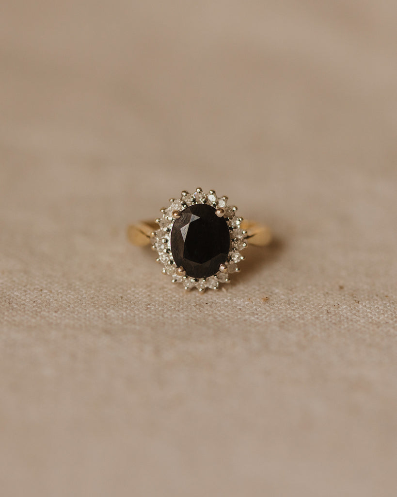 Rosina Vintage 9ct Gold Sapphire & Diamond Cluster Ring