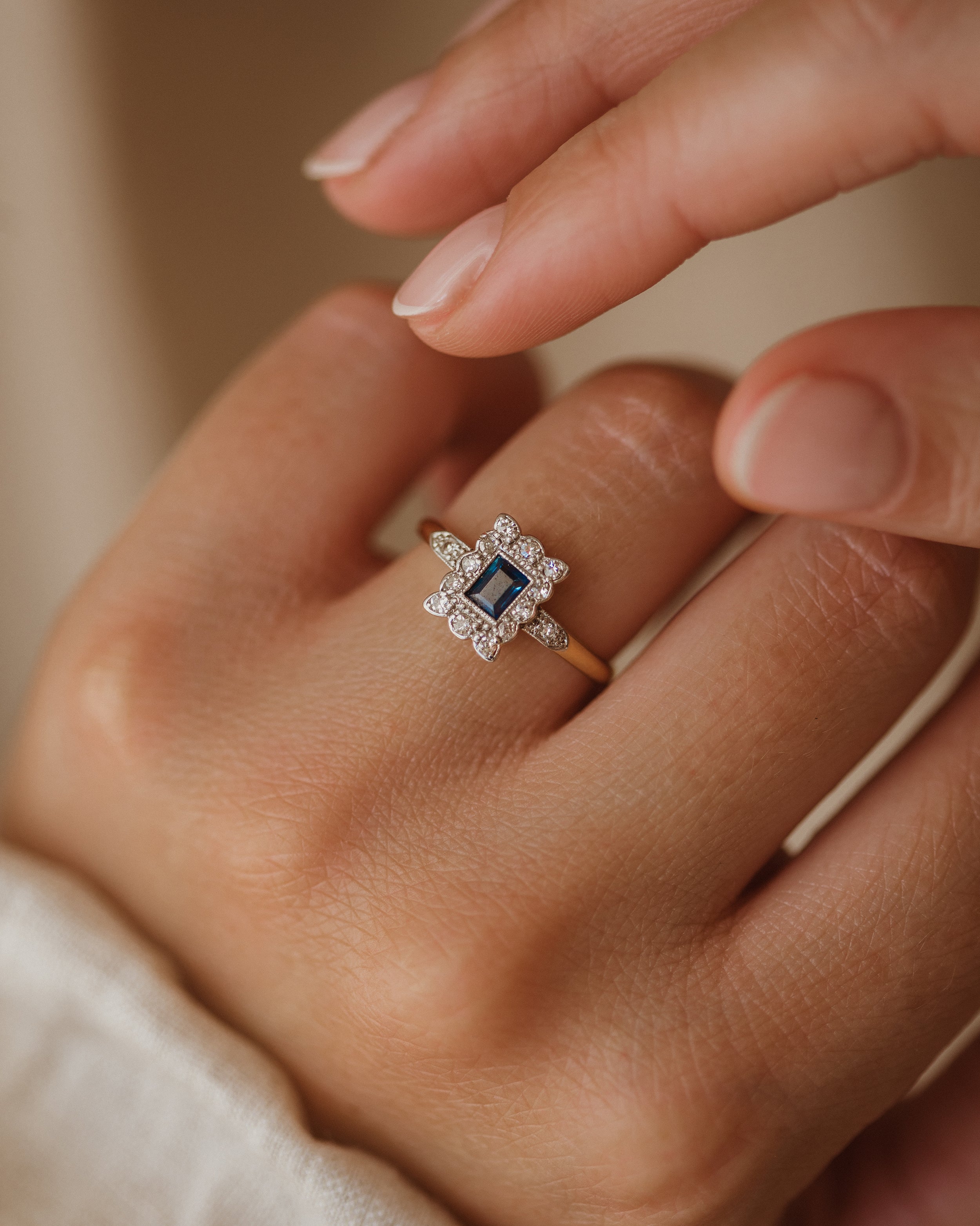 Image of Eleanore Antique 18ct Gold Art Deco Sapphire & Diamond Ring