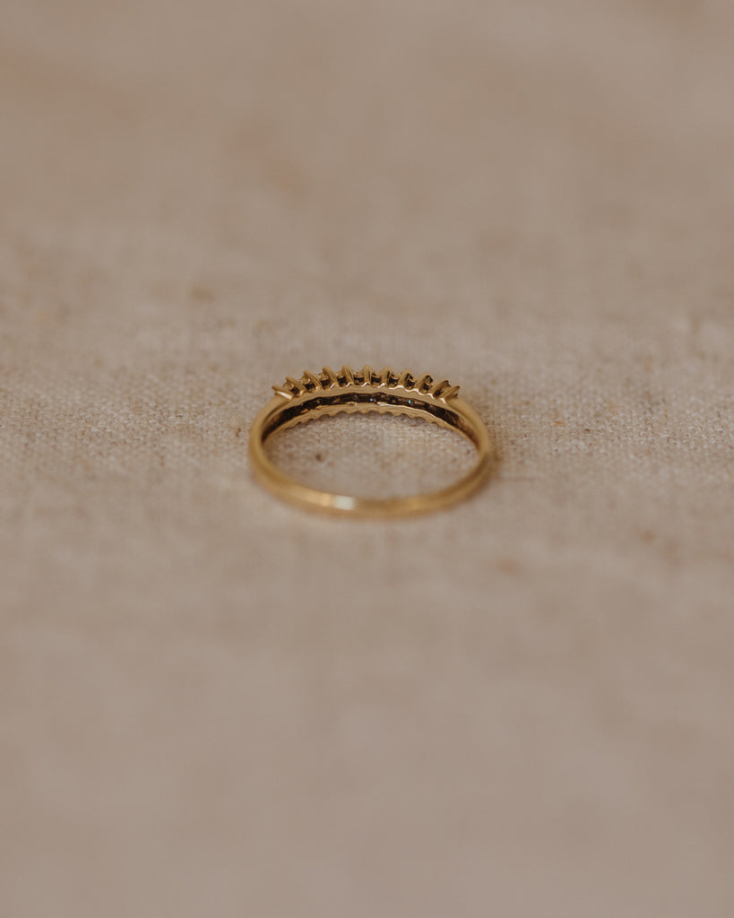 Isla Vintage 9ct Gold Two-Row Diamond Ring