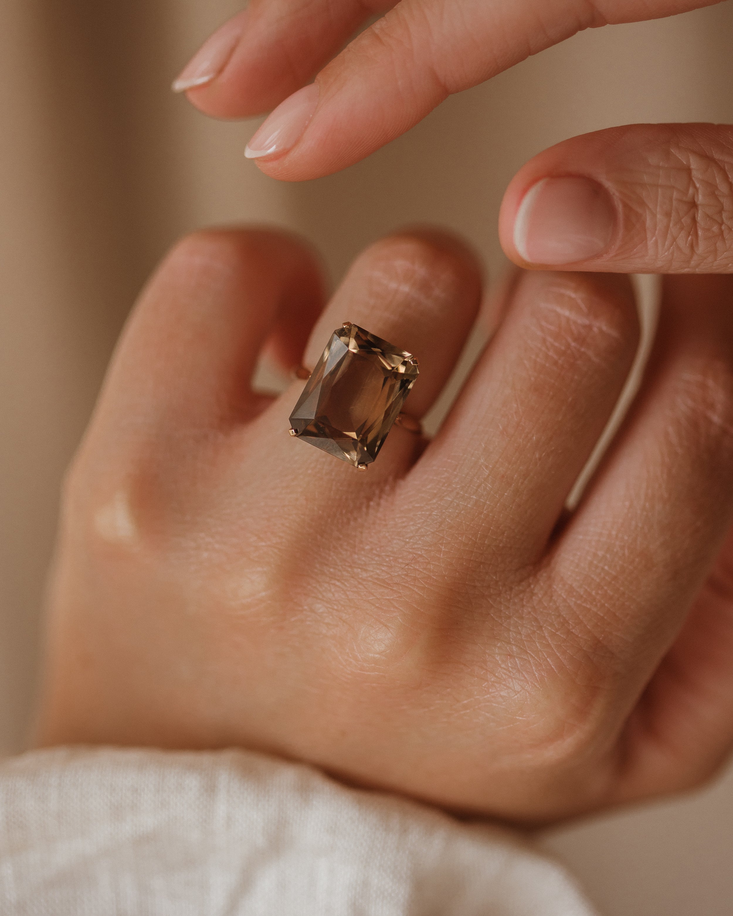 Image of Maudie 1967 9ct Gold Smoky Quartz Ring