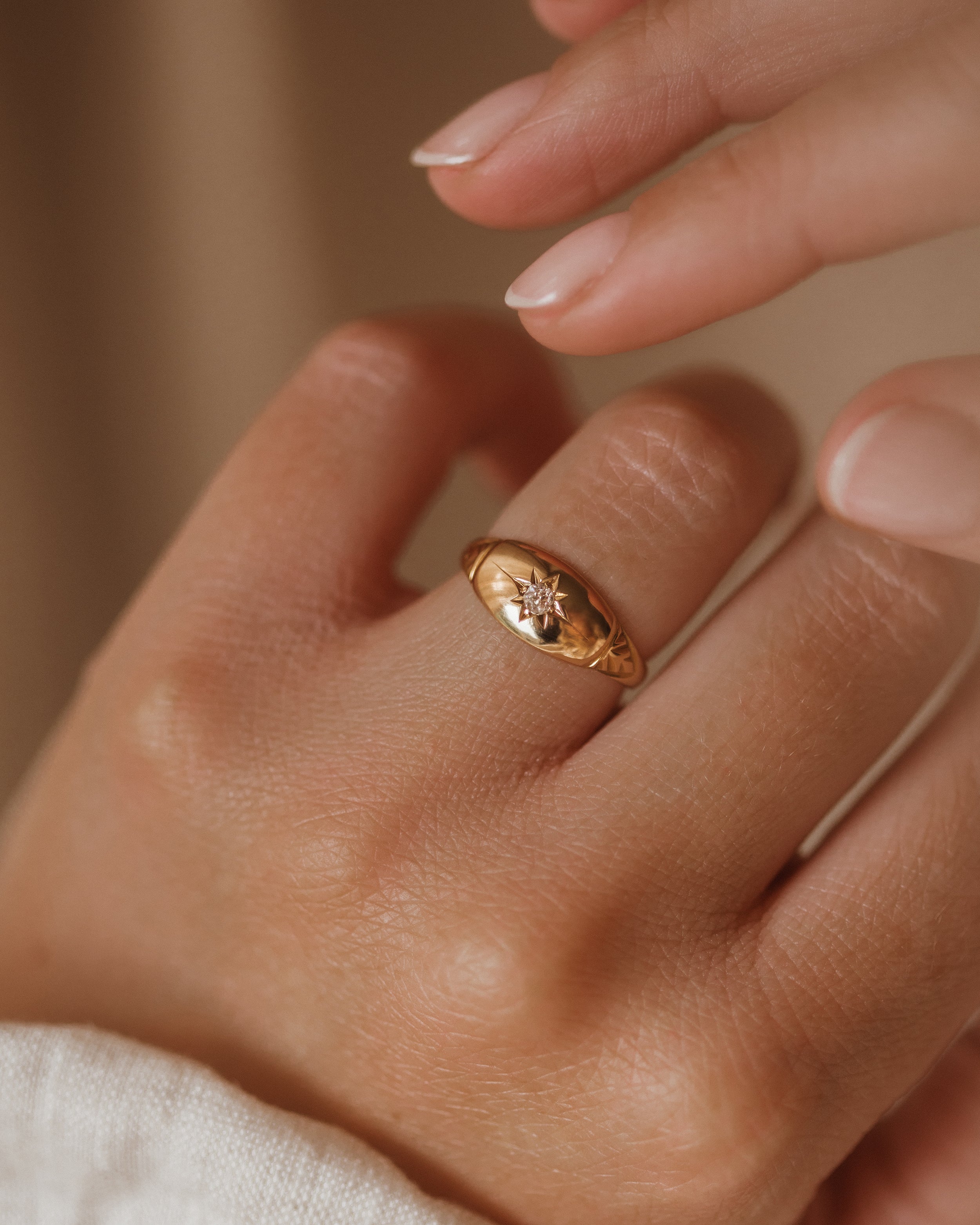 Image of Tillie 1904 Edwardian 18ct Gold Star Set Diamond Ring