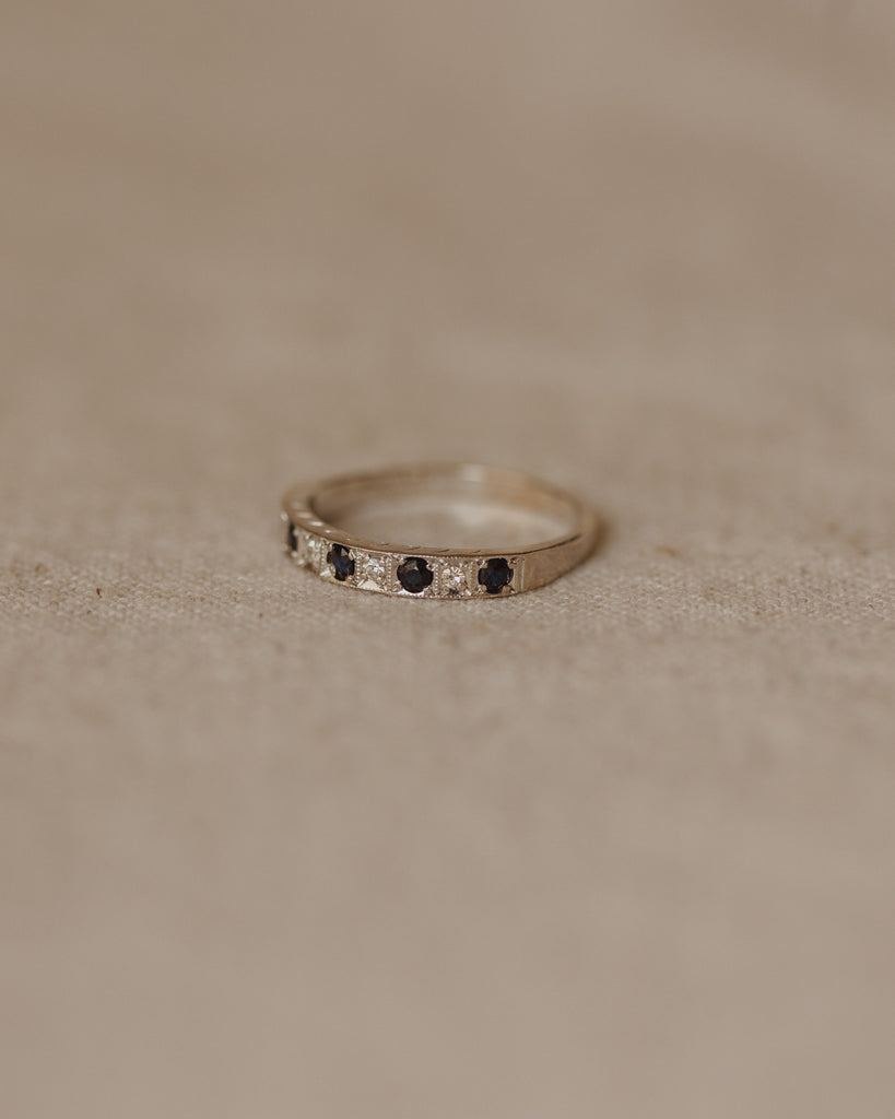 Cecilia Vintage 18ct White Gold Sapphire & Diamond Half Eternity Ring