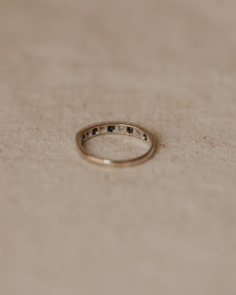 Cecilia Vintage 18ct White Gold Sapphire & Diamond Half Eternity Ring