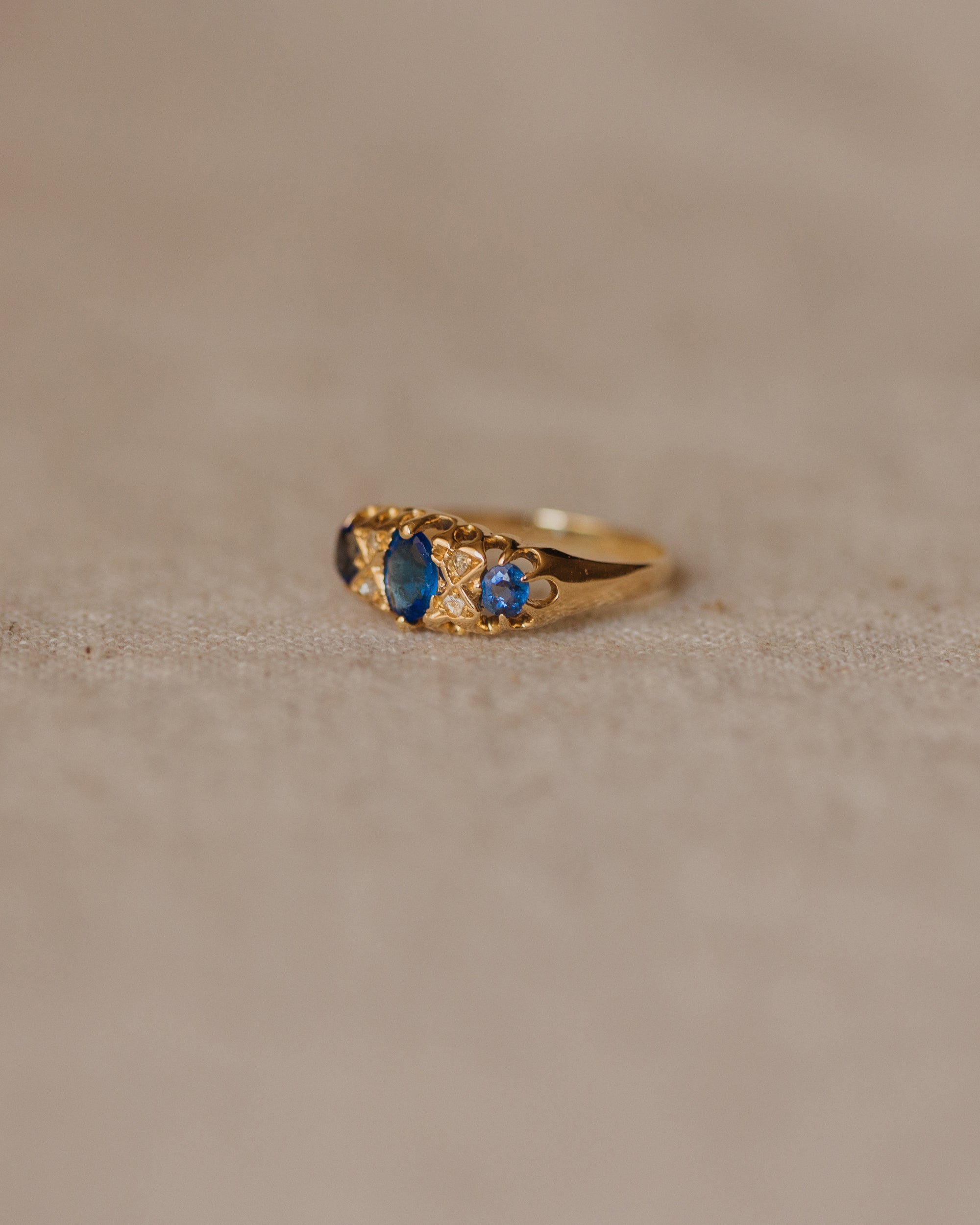 Esther 1919 18ct Gold Paste & Diamond Trilogy Ring