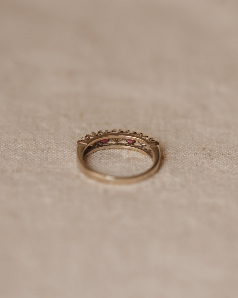 Josie 1982 18ct White Gold Ruby & Diamond Half Eternity Ring
