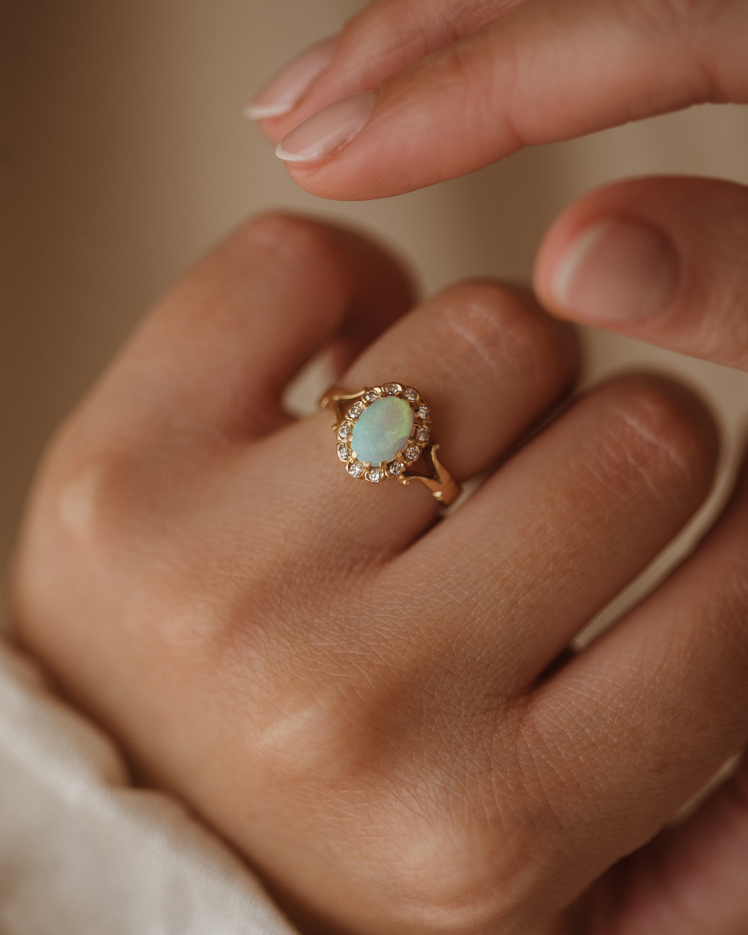 Image of Flora 1979 18ct Gold Opal & Diamond Cluster Ring
